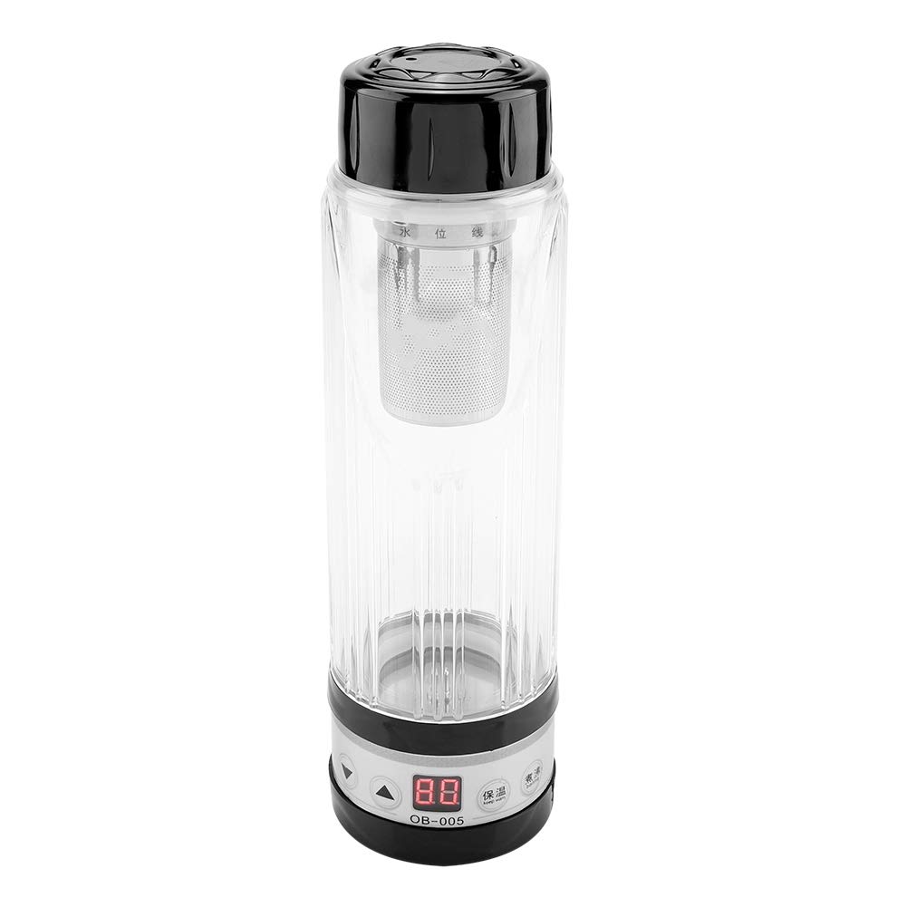 Electric Car Heated Coffee Mug with Digital Display - 12V Auto Travel Mug, BPA-Free High Borosilicate Glass, Boil-Dry Protection & Heat Retention - Perfect for Commuting, Road Trips & Office Use (Black)