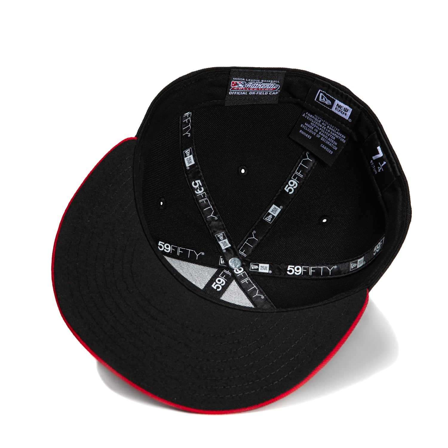 New Era 59Fifty Akron Rubber Ducks Fried Chicken Baseball Cap - Black & Red Adjustable Snapback Hat for Sports Fans & Collectors - Perfect for Baseball Games, Casual Wear, and Unique Gift Giving