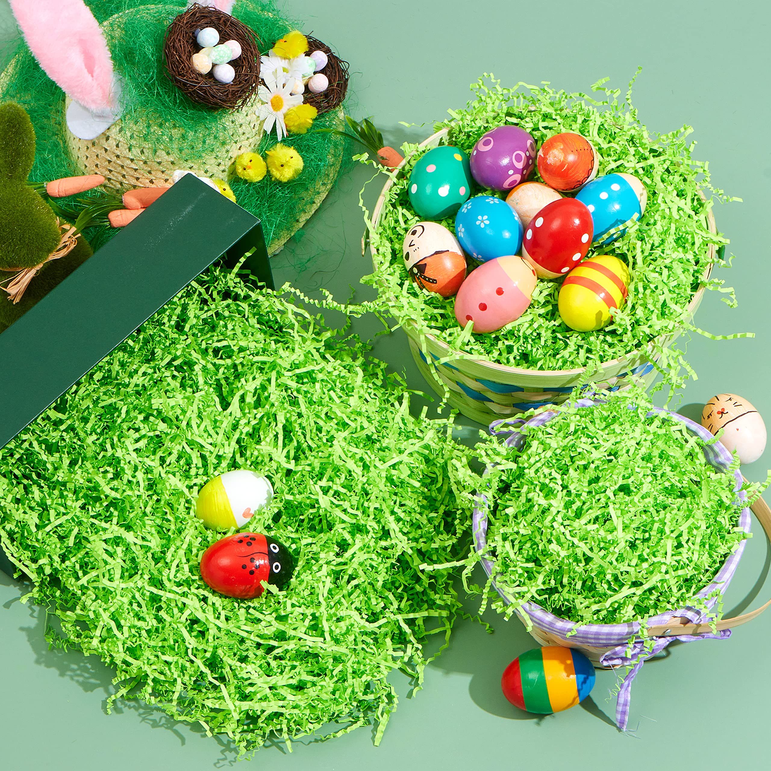 JOYIN 12 oz Light Green Easter Grass Paper Shred - Basket Filler, Gift Wrapping Supplies, Easter Party Decorations, Egg Hunt Accessories - Perfect for Spring Celebrations, Classroom Activities & DIY Crafts