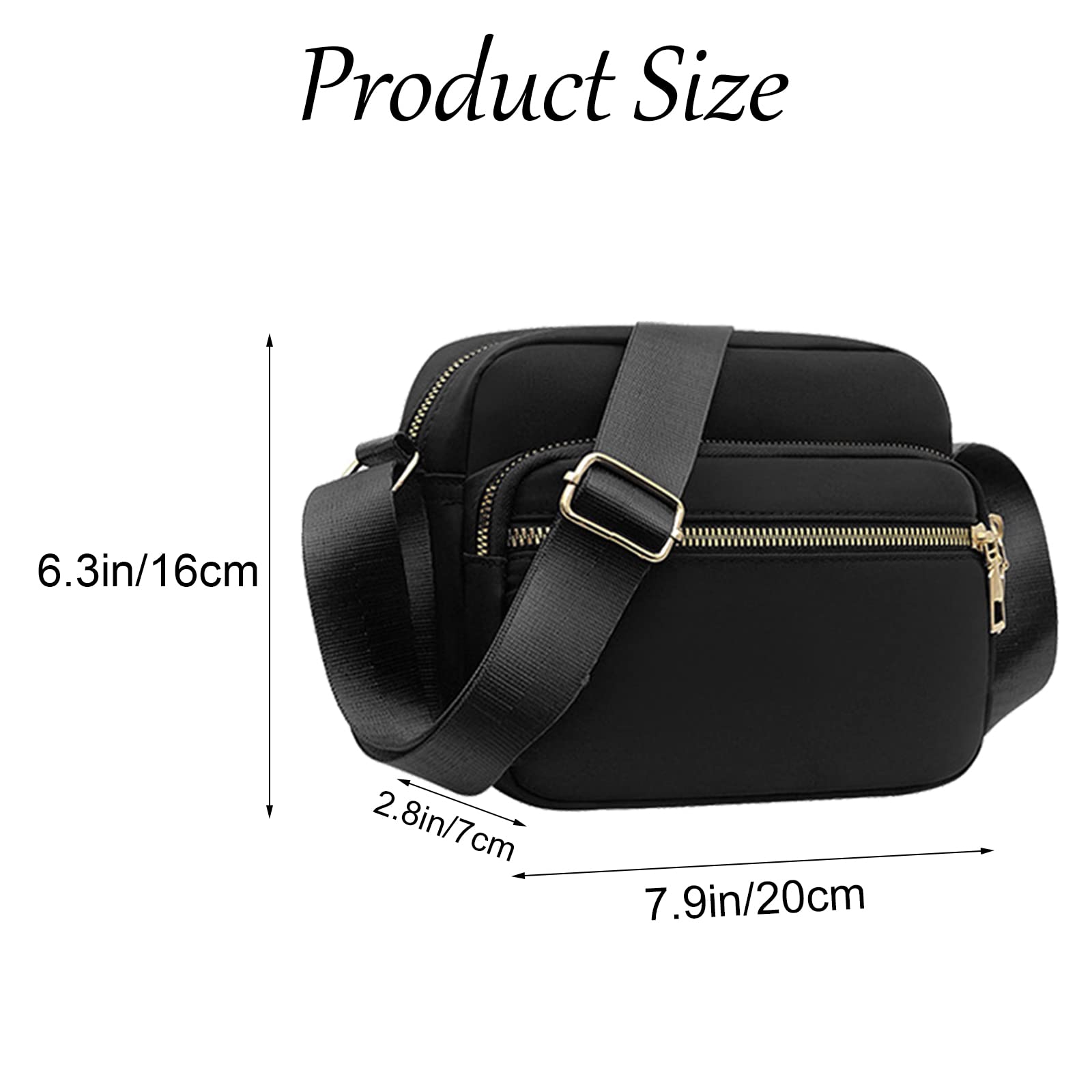 **KEYRI Women's Waterproof Nylon Crossbody Bag with 3 Zippered Compartments, Adjustable Wide Strap - Perfect for Travel, Shopping & Everyday Use**