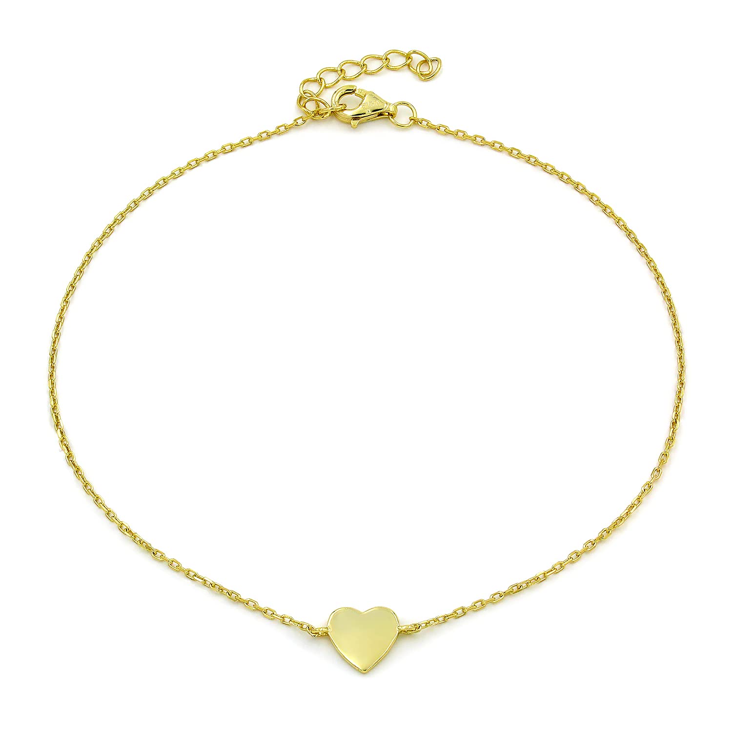 925 Sterling Silver Heart Anklet - Dainty Minimalist Ankle Bracelet for Women | Perfect for Everyday Wear, Beach Vacation & Romantic Dates