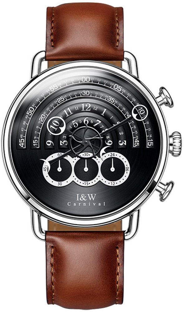 Premium Japanese Quartz Movement Men's Watch - Black Big Dial with Genuine Cowhide Strap, Waterproof for Everyday Wear | Perfect for Business, Casual & Outdoor Activities