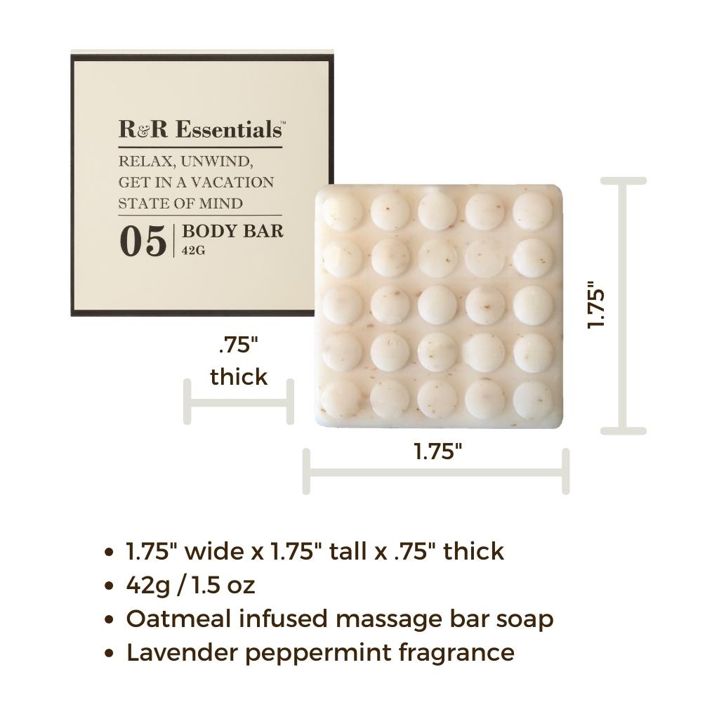 R&R Essentials Massage Bar Soap - 1.5oz Natural Relaxing Body Soap for Stress Relief & Muscle Recovery - Perfect for Spa, Yoga & Post-Workout Self Care