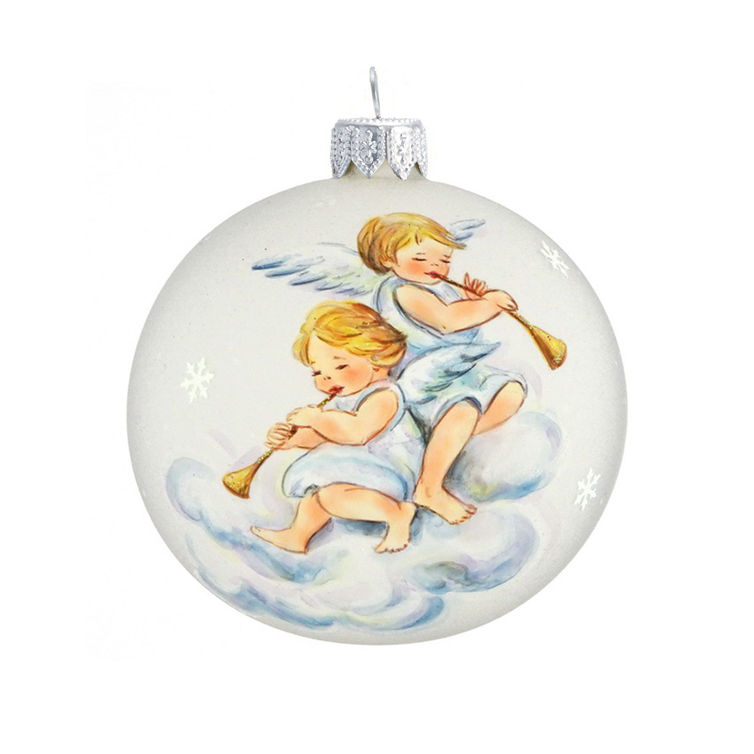 Angels Playing Horns (Joy to the World) Christmas Tree Ornament - Handmade Holiday Decor for Xmas Tree, Home, Office & Gift Giving