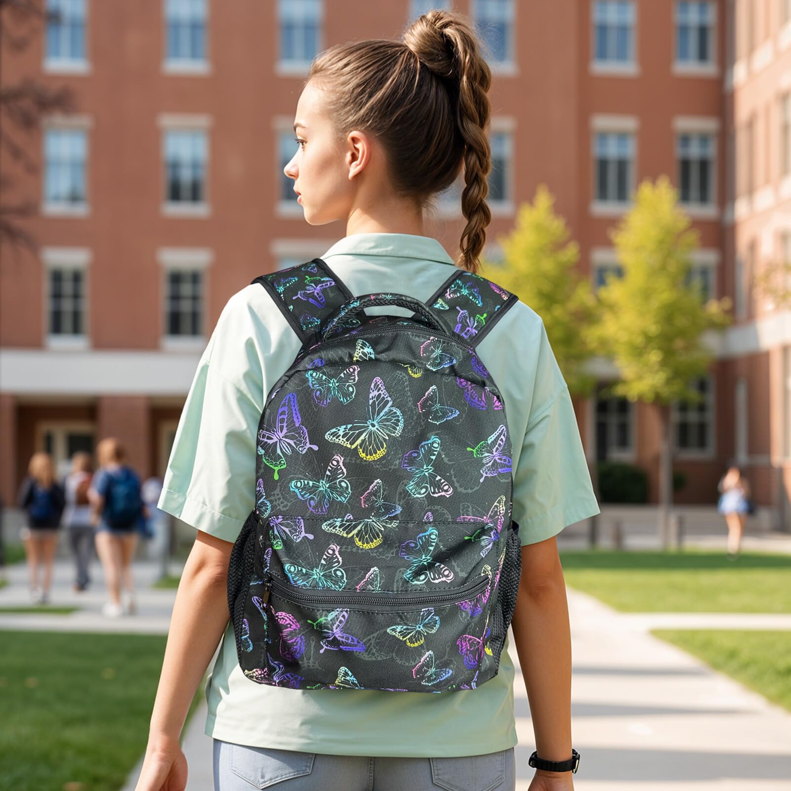 **YESCUSTOM Waterproof Butterfly Backpack for School, College & Travel - Lightweight Laptop Backpack for Students, Boys & Girls - Durable Daypack & Weekender Bag for Work, Business & Gifts (Black) - Perfect for Commuting, Campus Life & Outdoor Adventures**