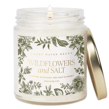 Wildflowers and Salt 9oz Soy Candle - Natural Aromatherapy for Home Relaxation & Romantic Ambiance