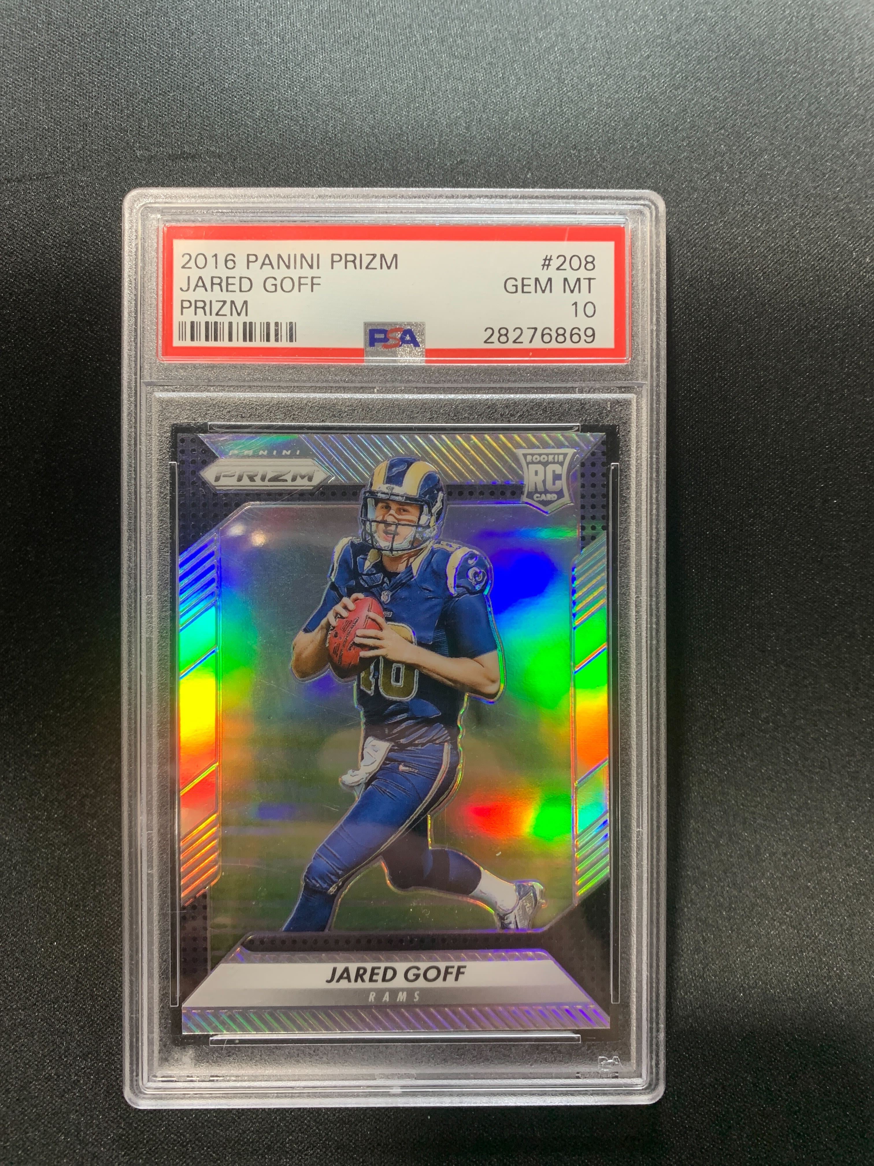 2016 Panini Prizm Jared Goff #208 PSA 10 Gem Mint Football Card - Perfect for Collectors, Investment & Sports Memorabilia Display