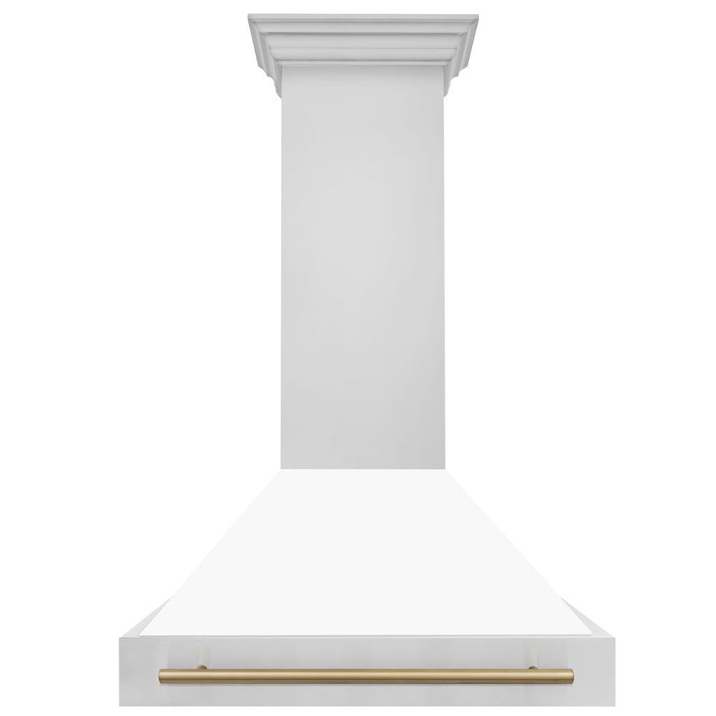 ZLINE Autograph Edition 36 Inch Stainless Steel Range Hood with White Matte Shell & Handle (8654STZ WM36) - Premium Kitchen Ventilation for Modern Homes & Professional Chefs