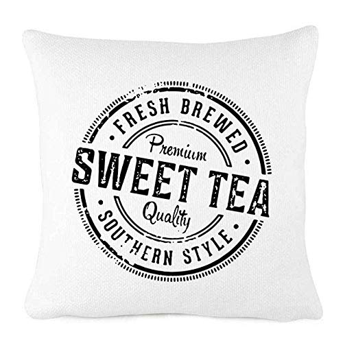 Farmhouse Throw Pillow Cover - Sweet Tea Design - 20x20 Inches - Soft Cotton Home Decor Cushion - Perfect for Living Room, Bedroom, or Porch Decor