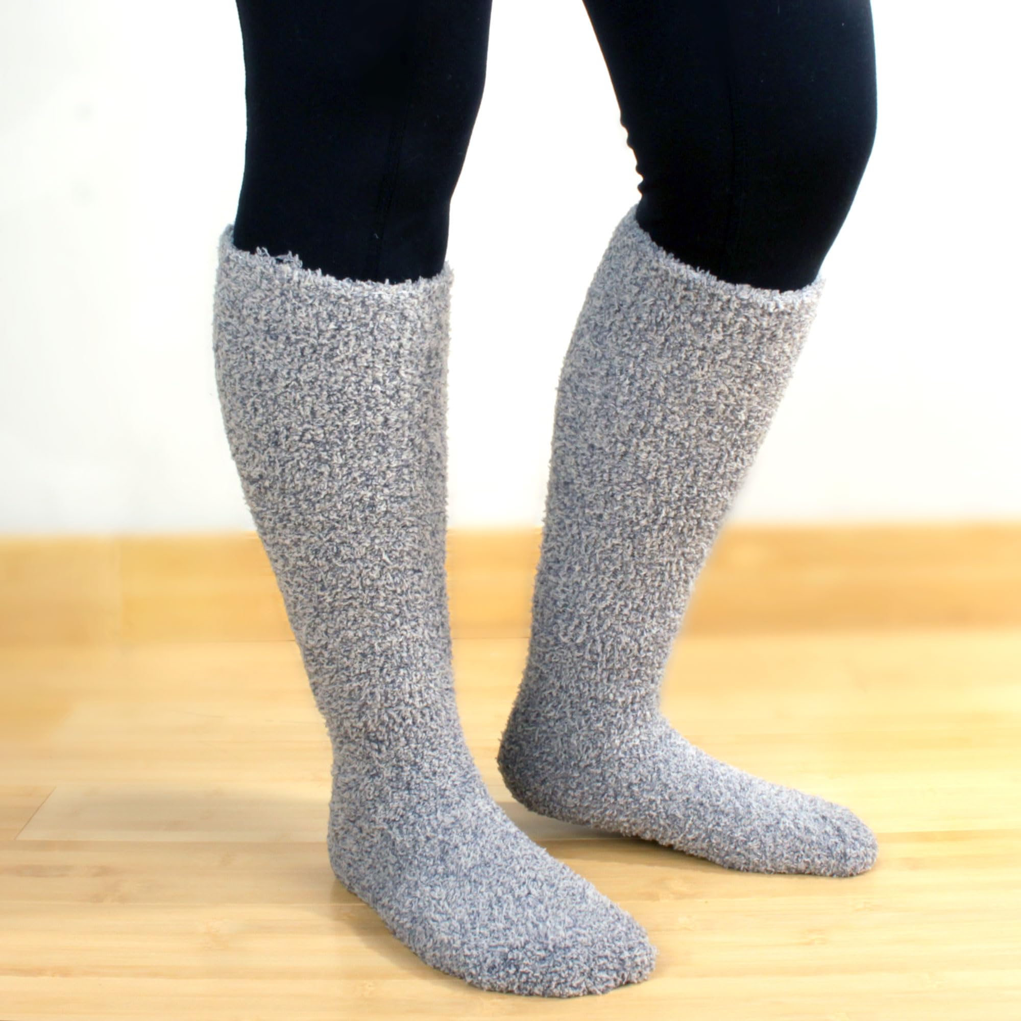 Women's Warm Fuzzy Feather Soft Knee High Socks - Cozy Winter Boot Socks for Women, Perfect for Cold Weather, Snow Boots & Home Lounging