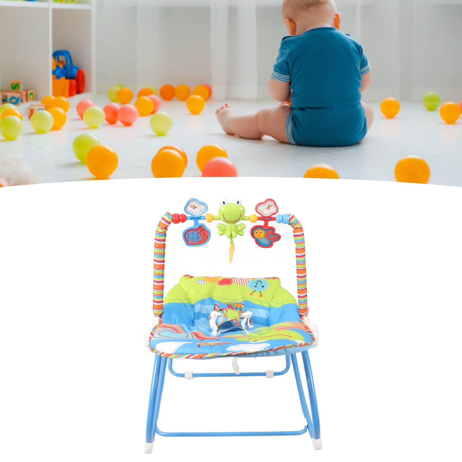 **Ergonomic Baby Rocking Chair - Adjustable Infant Seat with Music & Vibration, Cute Cartoon Animal Design for Boys & Girls | Perfect for Nursery, Playtime & Soothing**