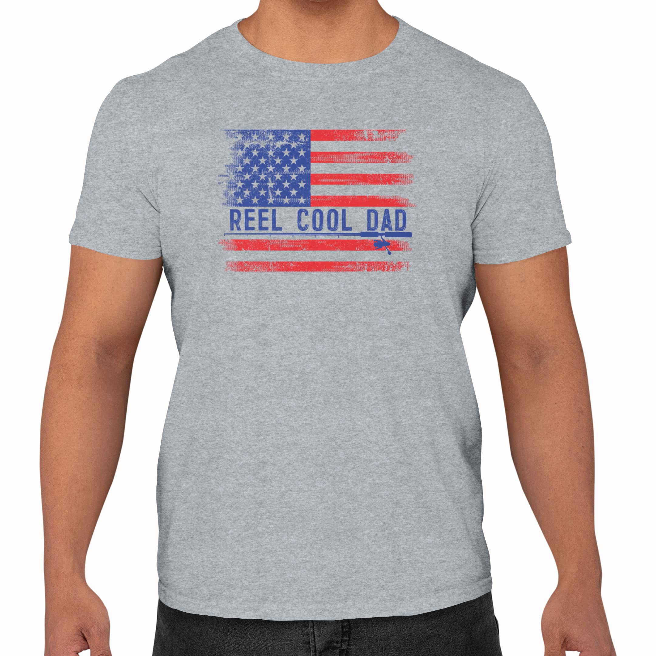 Reel Cool Fishing Shirt for Men - Comfortable & Stylish Papa Shirt with American Flag Design - Perfect for Father's Day Gifts, Bass Fishing & Outdoor Activities