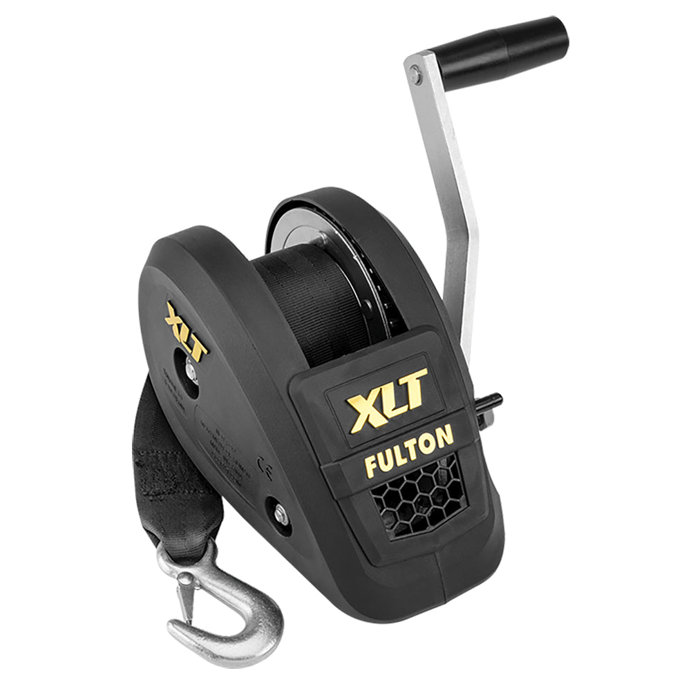 Fulton 1500LB Single Speed Winch with 20' Strap - Heavy Duty Black Cover for ATV, Boat Trailer, and Off-Road Vehicle Recovery