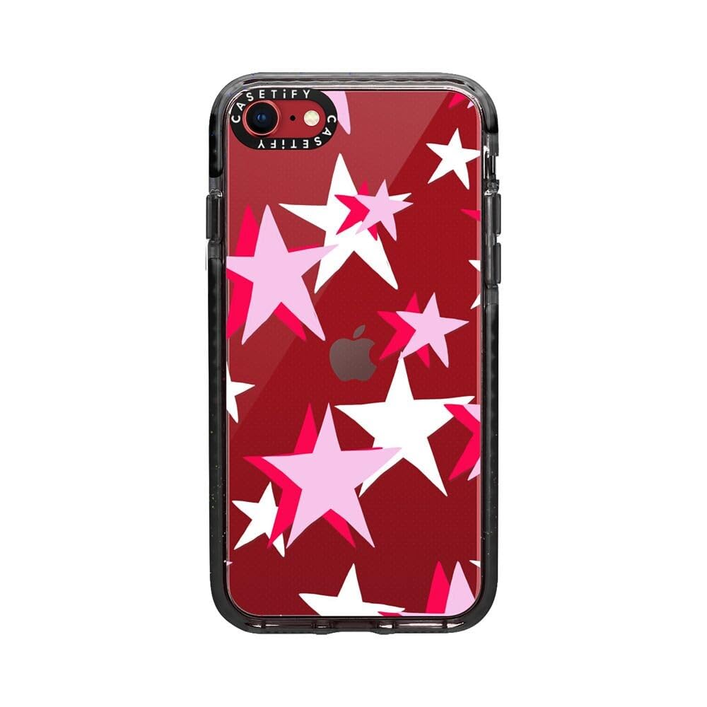 CASETiFY Impact Case for iPhone SE (2020/2022) & iPhone 7/8 - Shockproof Clear Black Phone Cover with Triple Star Design - Perfect for Everyday Protection & Style