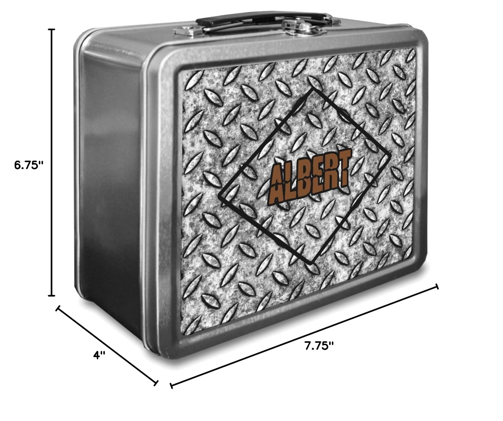 Custom Engraved Stainless Steel Diamond Plate Lunch Box - Durable & Insulated for Work, School, Picnics & Outdoor Activities