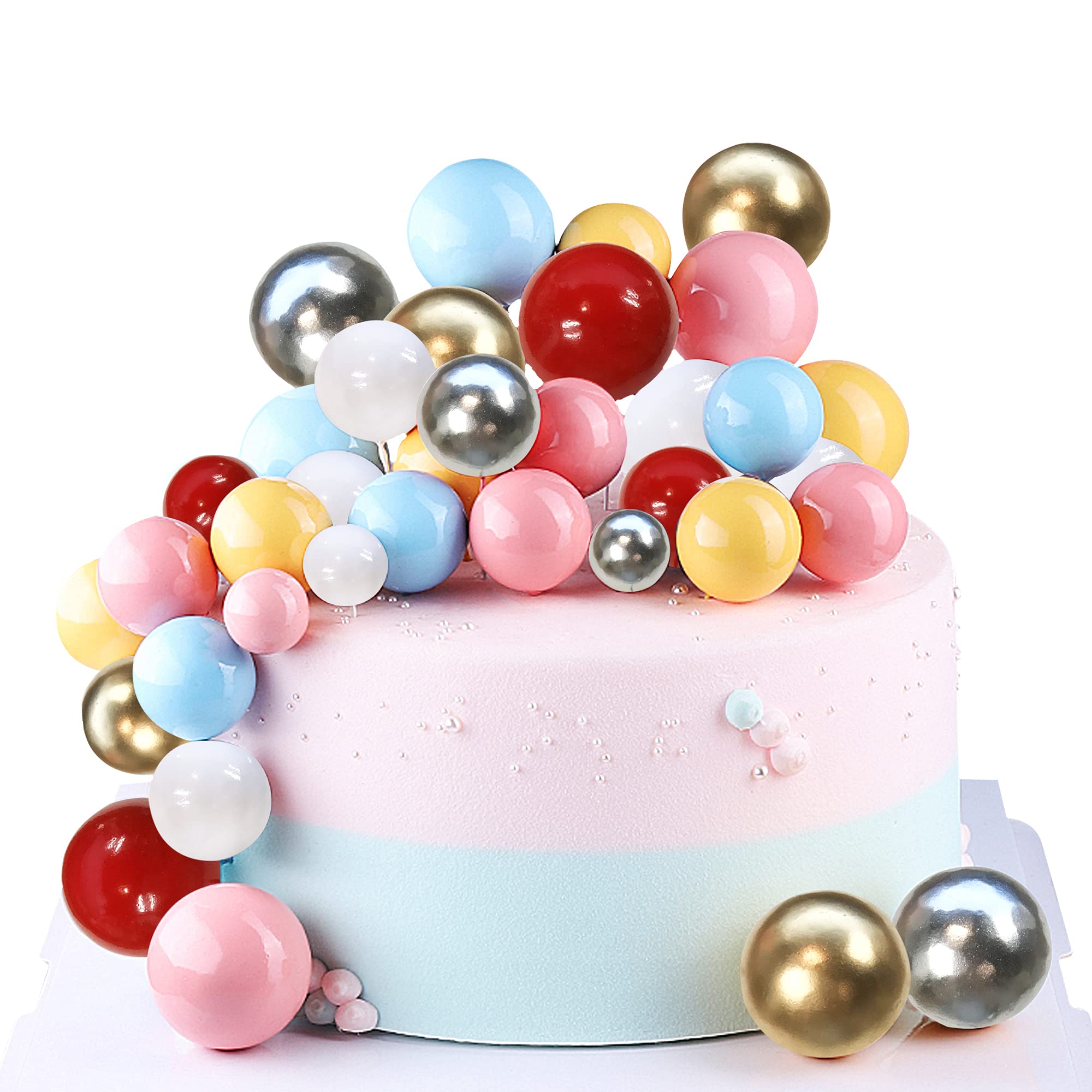 Mini Pearl Ball Cake Toppers - Foam Ball Cupcake Picks for Wedding, Birthday, Baby Shower & Anniversary Party Decorations | Baking Supplies & Cake Decoration Accessories | Perfect for DIY Desserts, Cupcakes, and Special Event Cakes