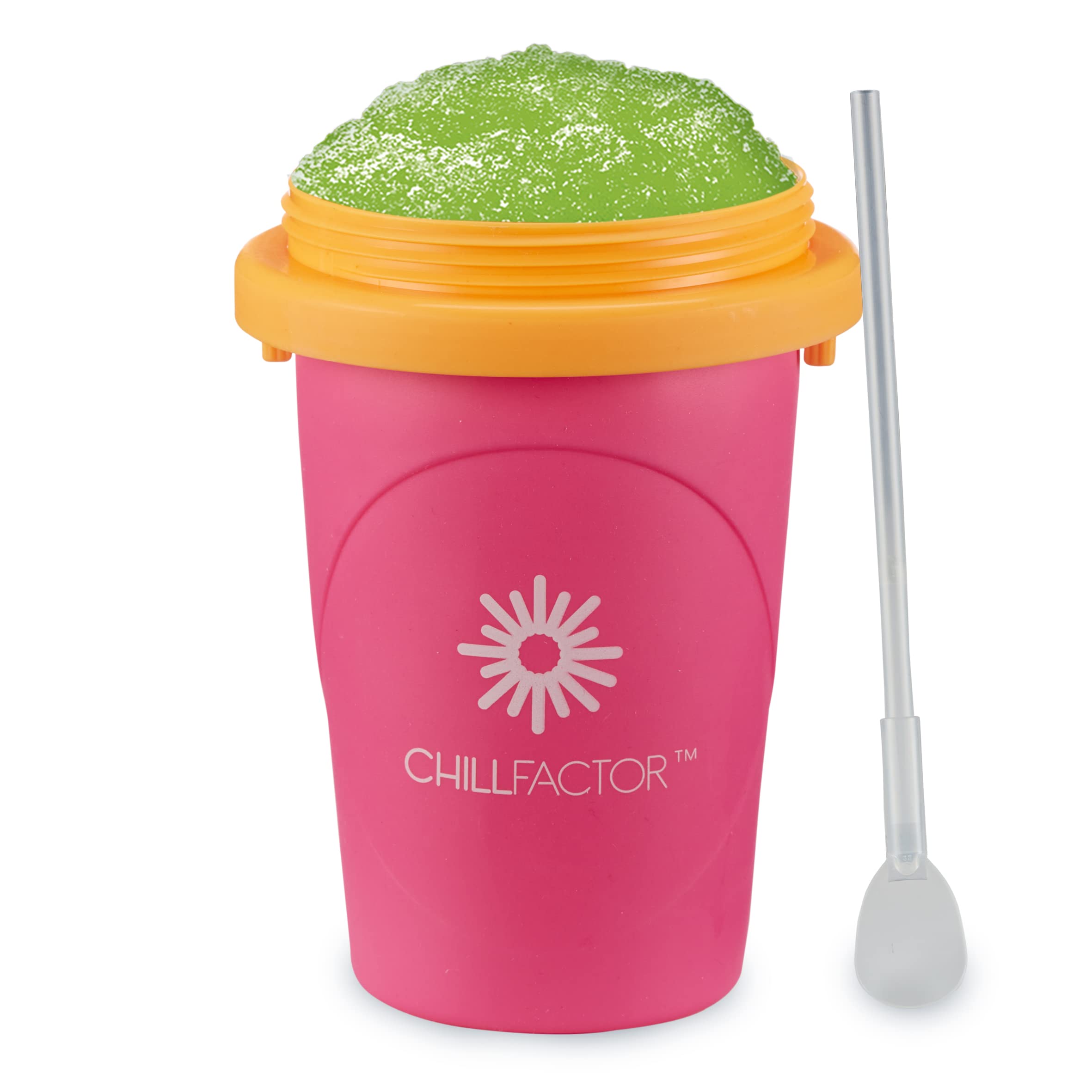 ChillFactor Slushy Maker Cup - Reusable DIY Slushie Maker for Kids & Adults, Neon Pink Frozen Drink Maker, Perfect for Summer Parties, Poolside Treats & Family Fun