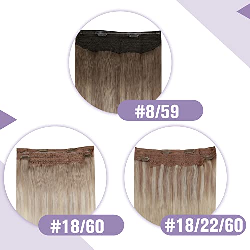 Premium Fish Line Halo Hair Extensions with Invisible Clips - Seamless 100% Human Hair Extensions for Length & Volume - Perfect for Weddings, Parties & Daily Styling