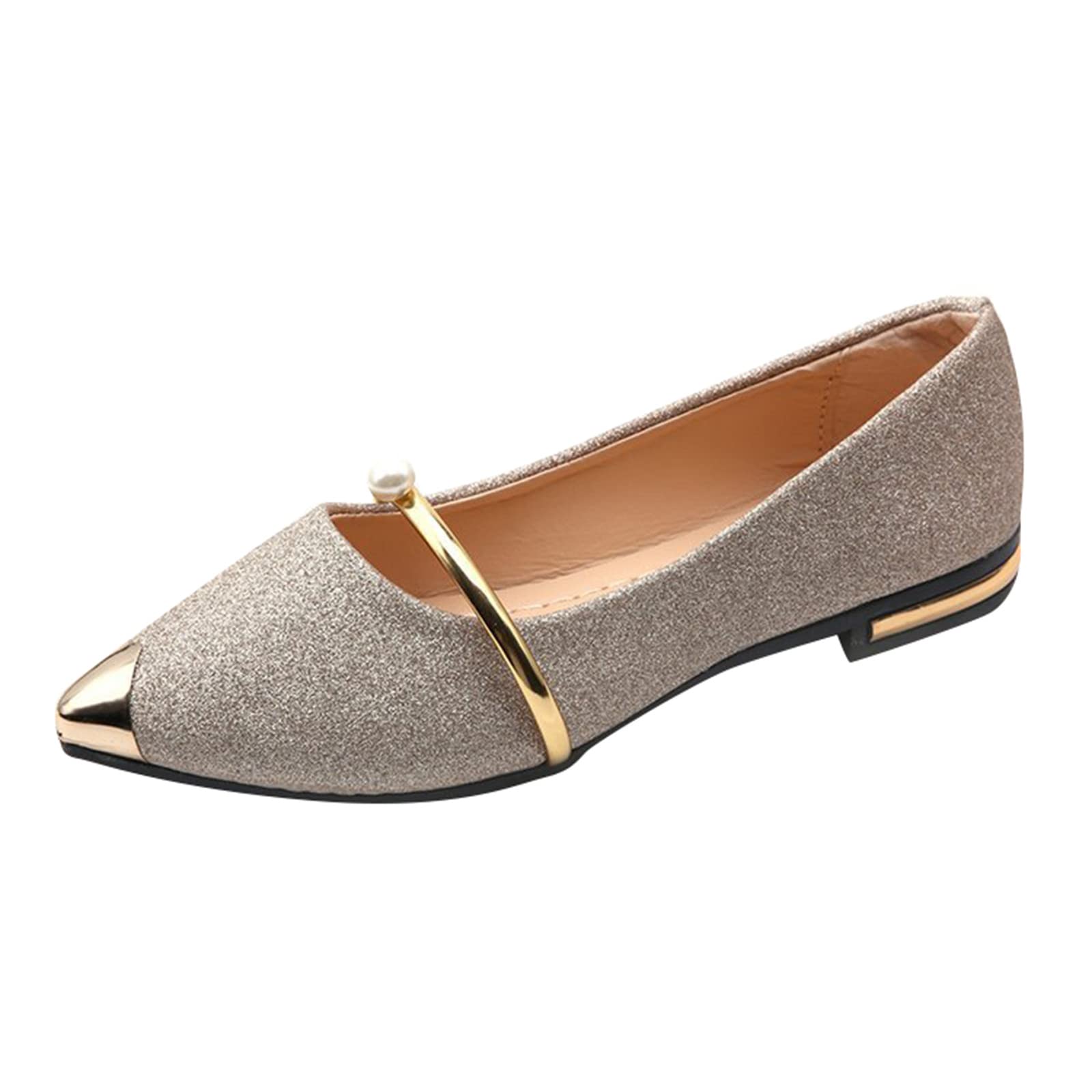 Women's Pointed Toe Ballet Flats - Elastic Ankle Strap Slip On Dress Shoes for Ladies | Comfortable Work Flats, Office Wear & Casual Outfits