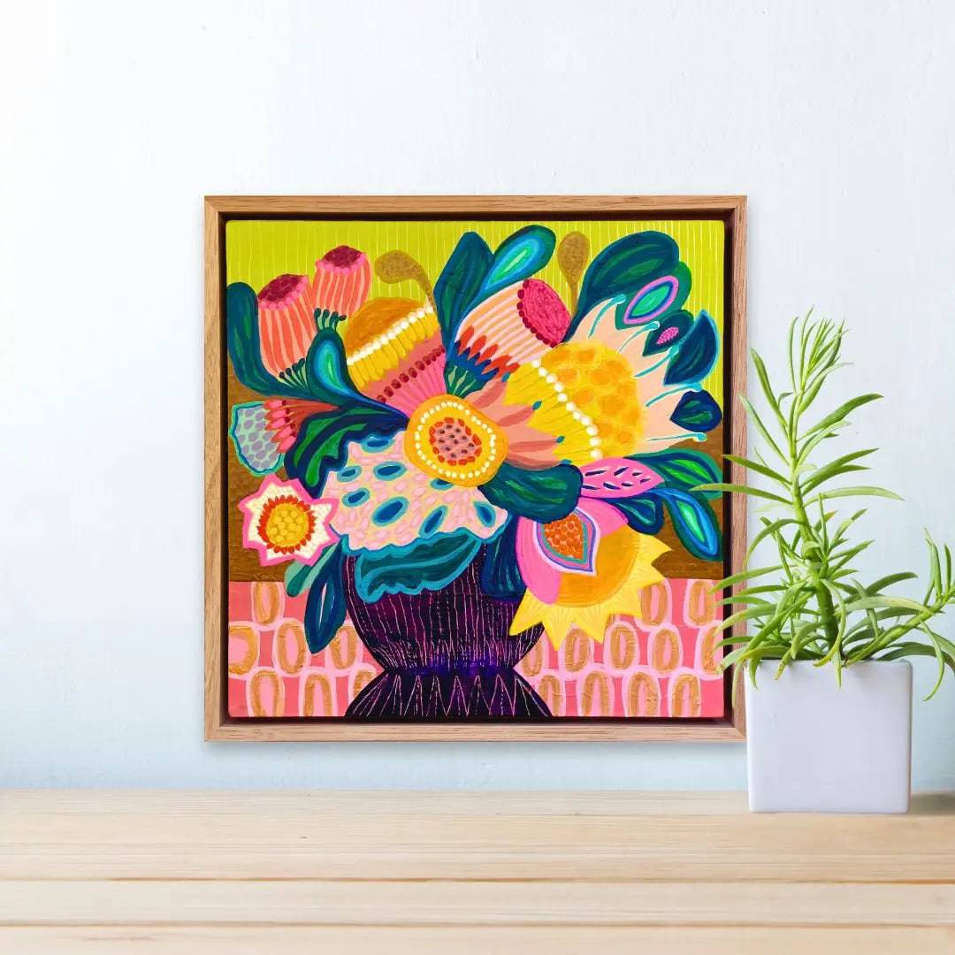 Floral Fantasia Original Handmade Painting - Vibrant Floral Artwork for Home Decor, Living Room, Bedroom & Office Wall Art