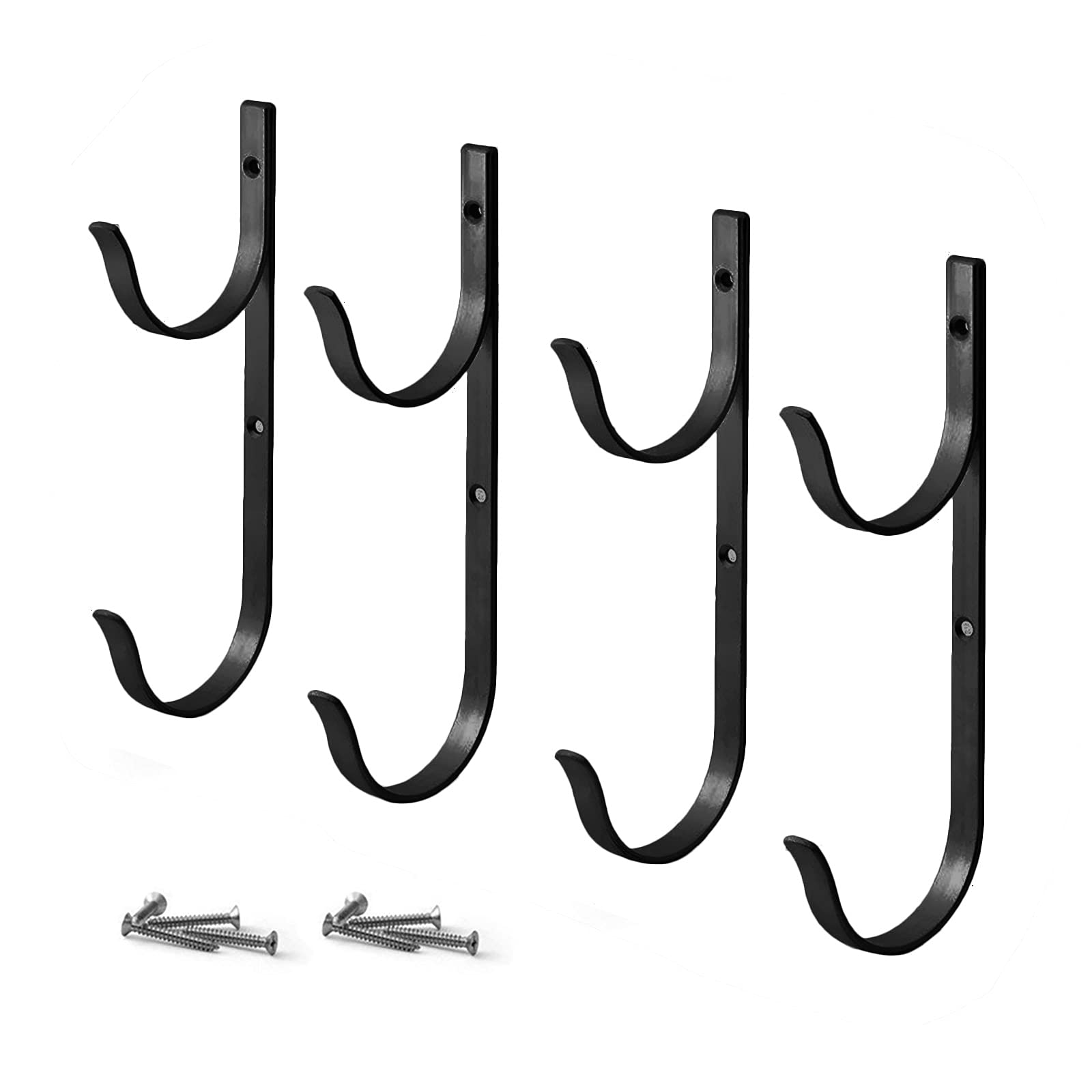 MCDSAJ 4 PCS Pool Pole Hanger - Aluminum Holder Set for Telescopic Poles, Leaf Rakes, Nets & Pool Brushes - Heavy Duty Wall Mount Hooks for Swimming Pool Cleaning Tools, Garden Accessories & Vacuum Hose Storage