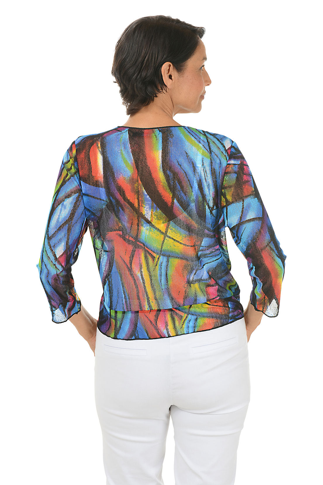 Stylish Mosaic Mesh Tie Front Shrug - Lightweight Cover-Up for Summer Outfits, Beachwear & Evening Dresses