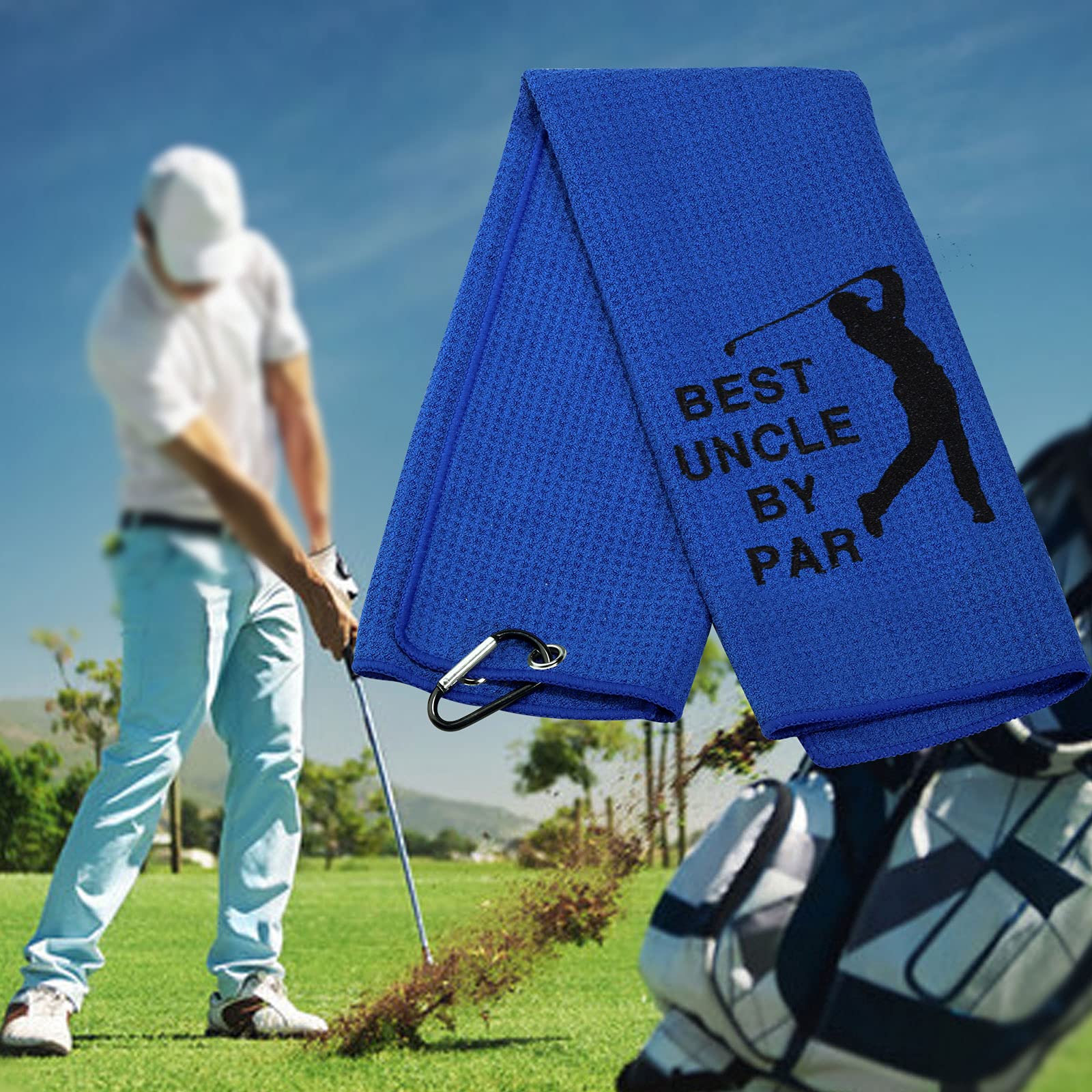 Best Uncle by Par Embroidered Golf Towel with Clip - Premium Golf Gift for Men - Perfect for Golf Courses, Driving Ranges & Father's Day Gifts