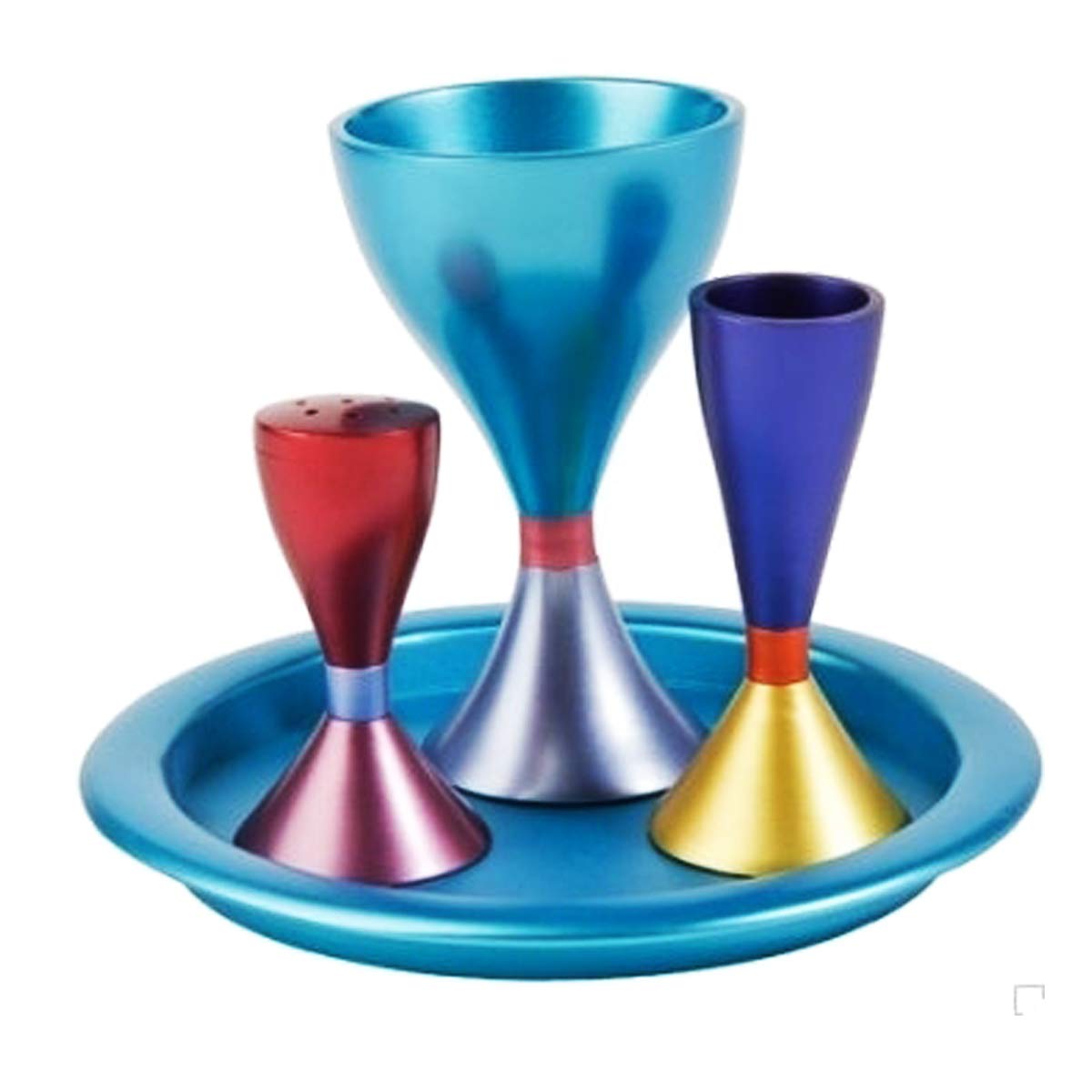 Yair Emanuel 4-Piece Anodized Aluminum Havdalah Set - Multi-Colored Judaica Gift for Shabbat & Jewish Holidays - Perfect for Havdalah Ceremonies & Home Blessings