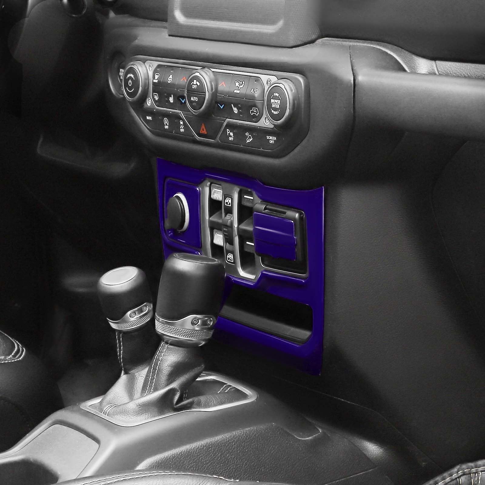 Jeep Wrangler JL JLU & Gladiator JT Center Dash Switch Panel Trim Cover (2018-2024) - Purple Interior Accessories 3pcs - Perfect for Window Control & Media Port Protection