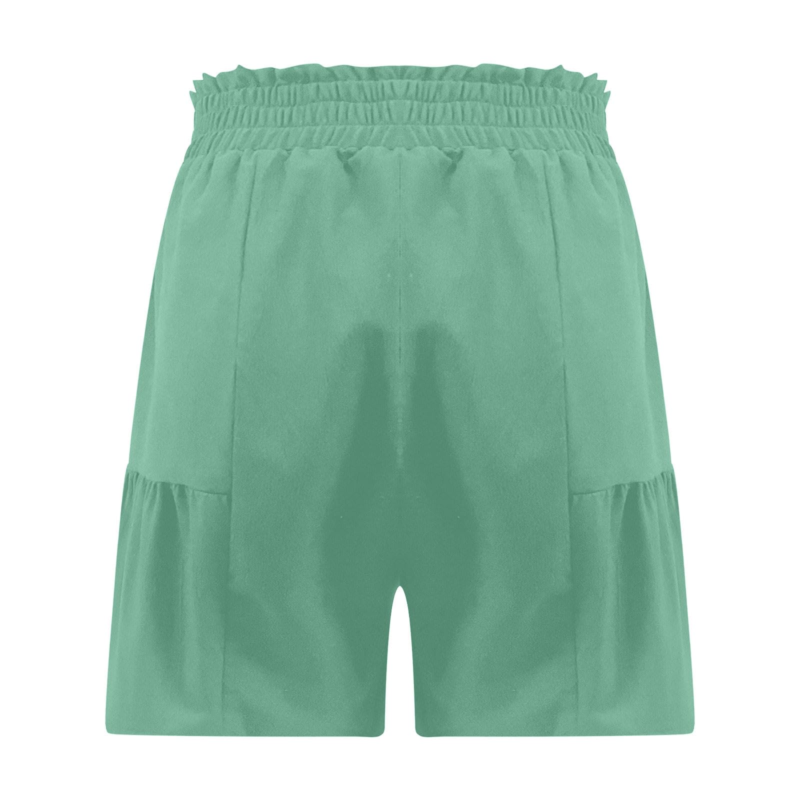 Women's Paperbag Waist Shorts with Pockets - Casual Wide Leg Beach Shorts for Summer