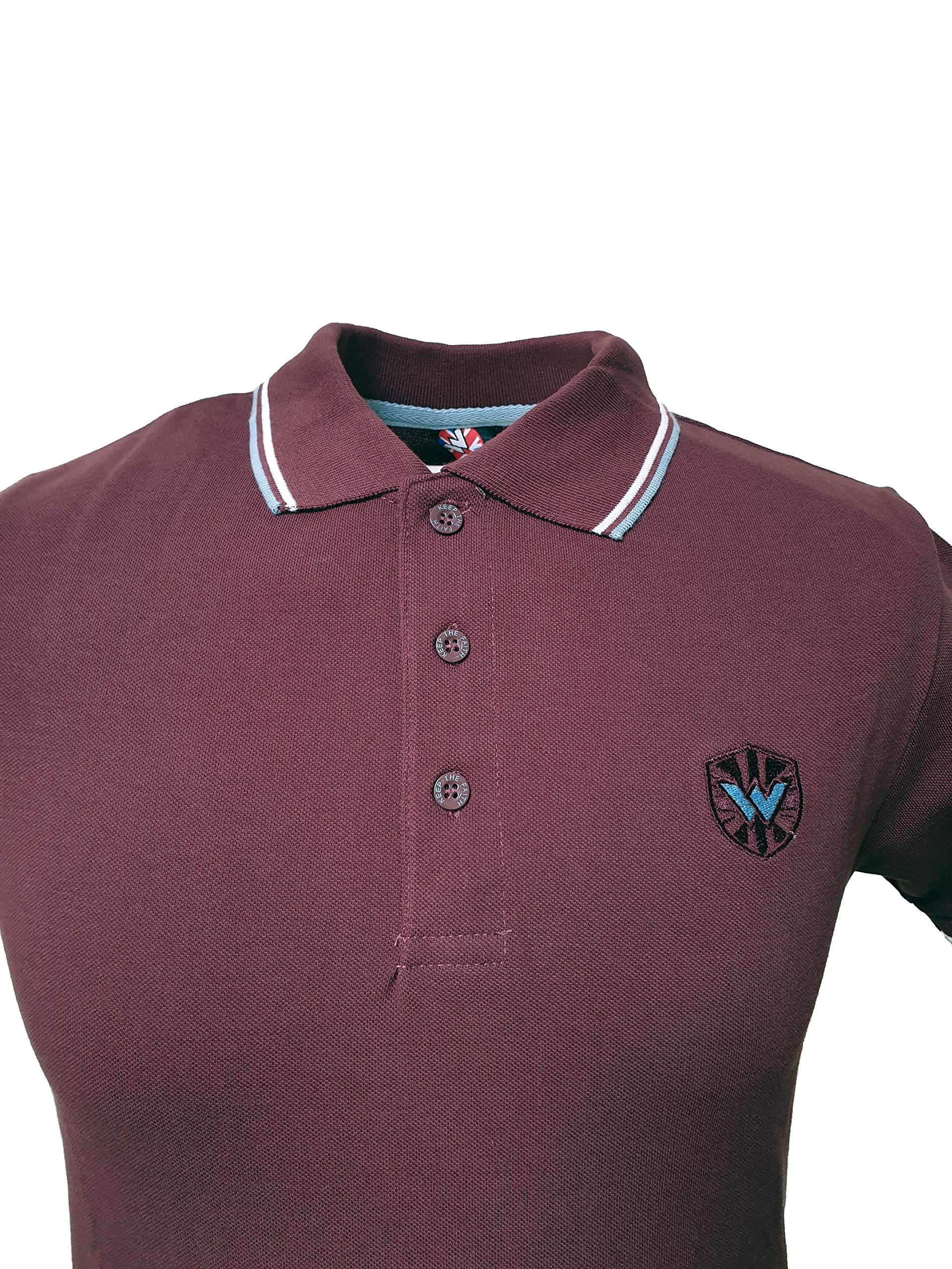 Warrior Clothing England Men's Slim-Fit Pique Twin-Tipped Polo Shirt - Burgundy Oxblood Skin Mod Punk Style | Casual Wear, Office Attire & Street Fashion