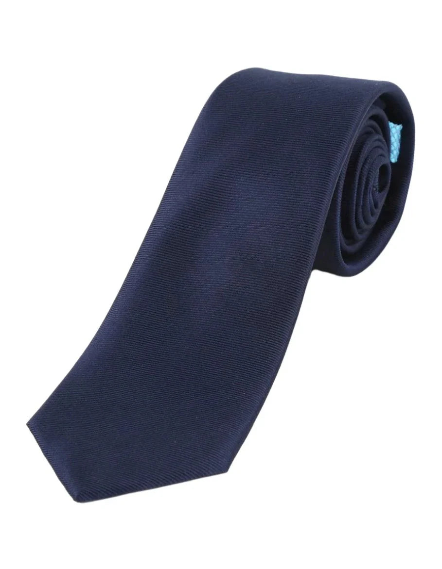JA Ribbed Twill Silk Tie - Navy Blue Men's Necktie for Business, Wedding & Formal Occasions