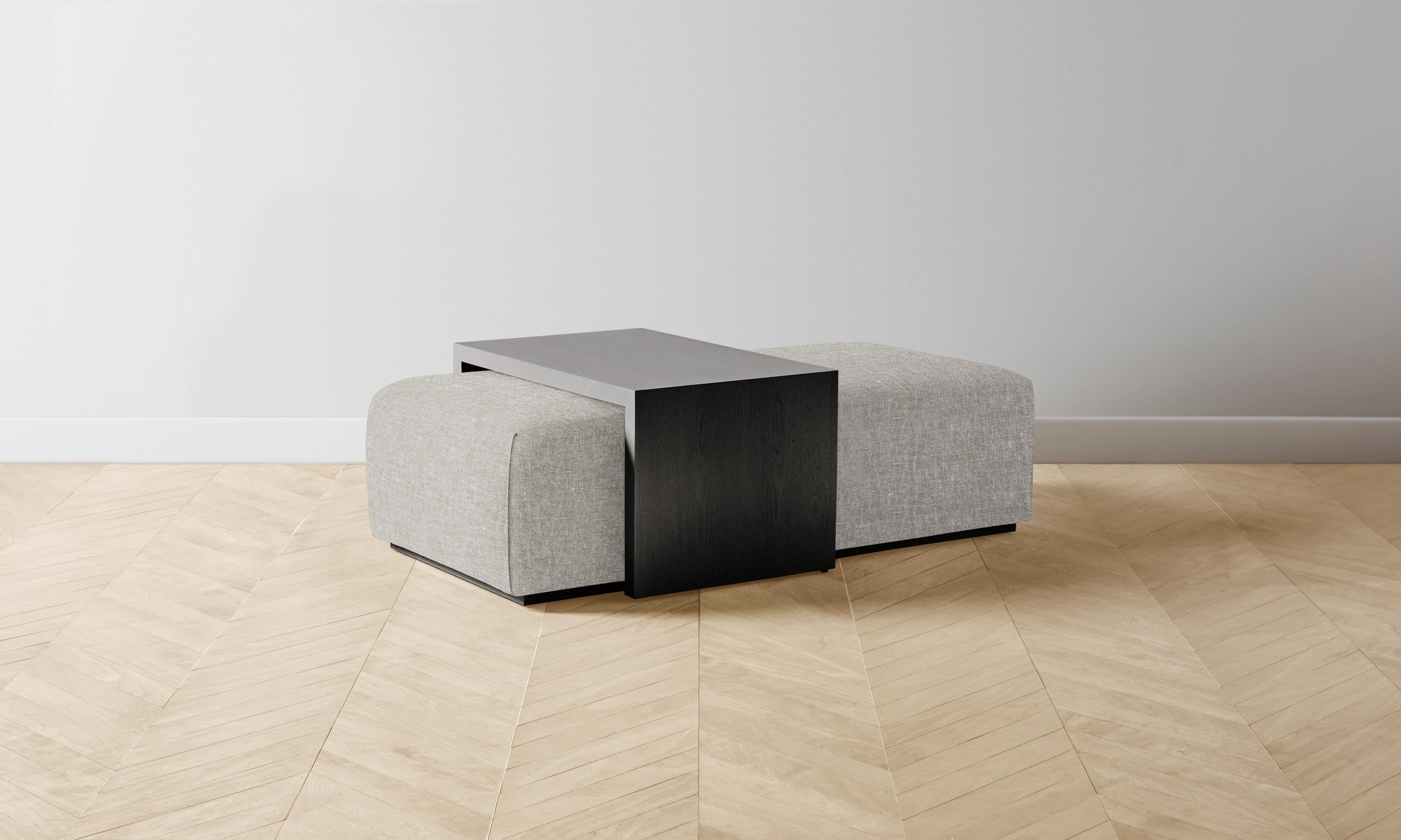 The Bowery Ottoman - Heritage Belgian Linen Agate Color | Modern Living Room Footrest & Accent Stool for Home Decor