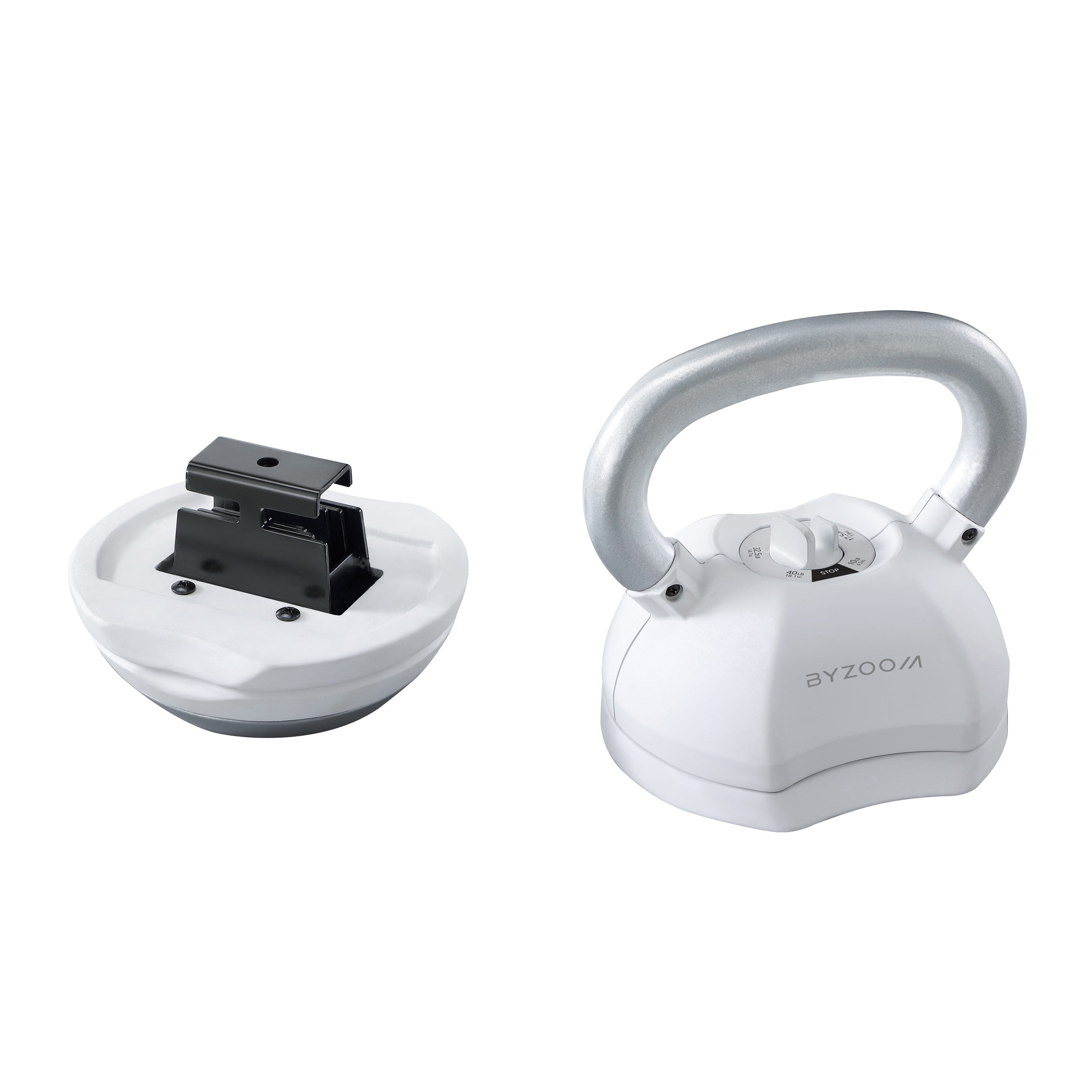 Byzoom Pure Series 40LB Adjustable Kettlebell (White) - Home Gym Equipment for Strength Training, CrossFit & Weightlifting