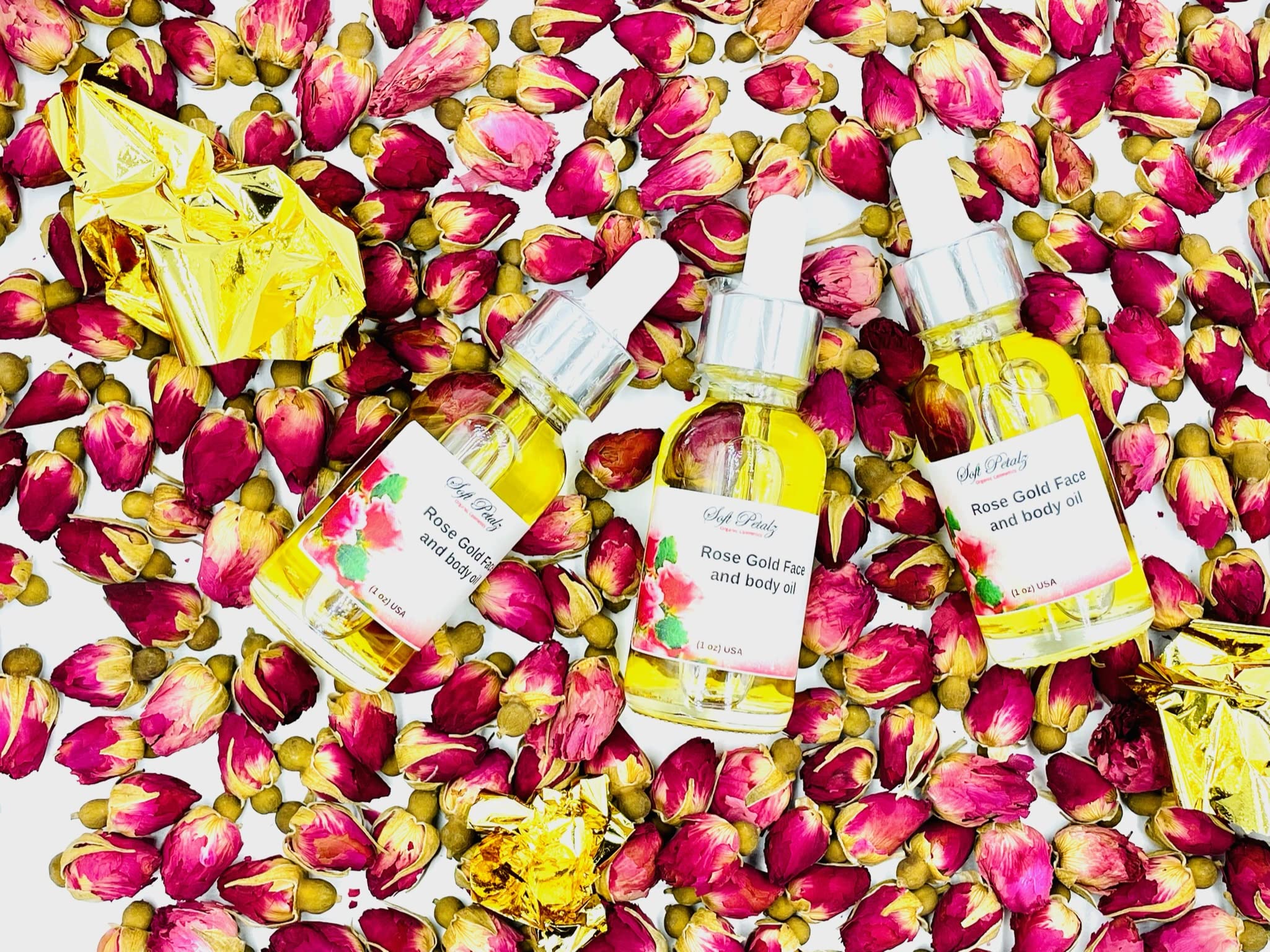 Organic Rose Gold Facial Oil for Glowing Skin - Hydrating & Anti-Aging Face Serum | Perfect for Night Routine & Dry Skin Care