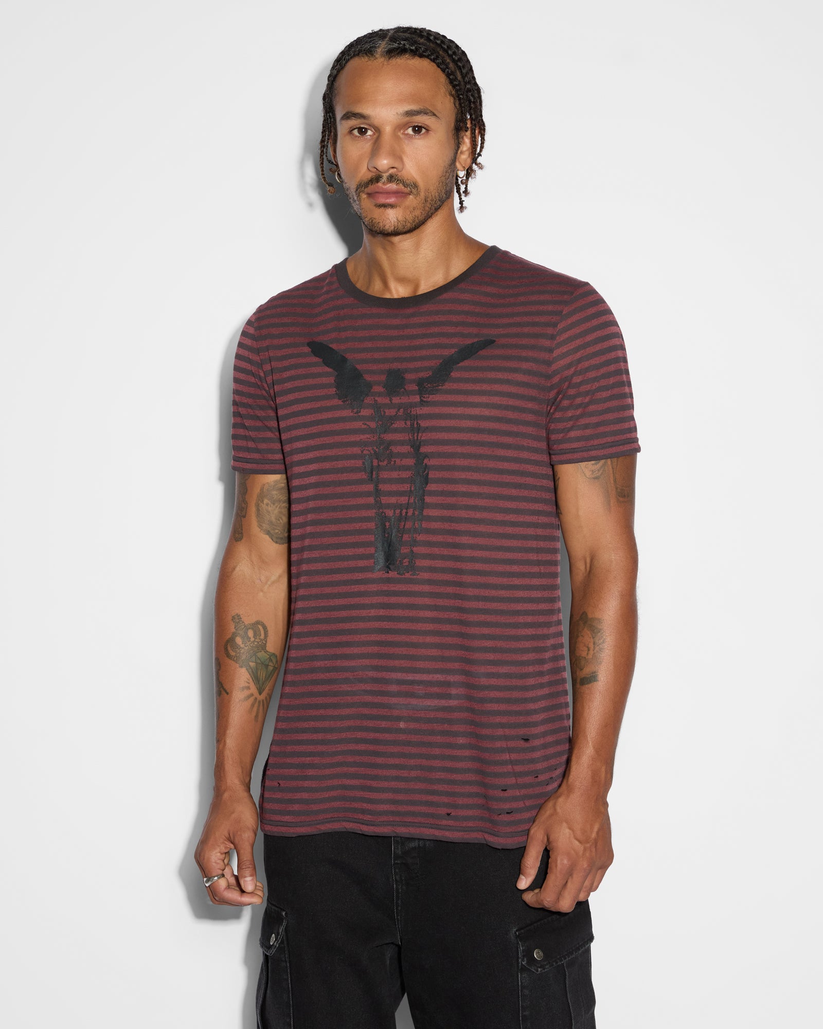 ANGEL SIOUX Short Sleeve T-Shirt - Red Stripe Design | Casual & Streetwear Fashion for Men & Women | Perfect for Everyday Wear, Outings & Music Festivals