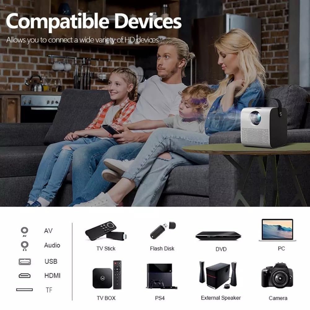 DFZHiuat HD 4K Home Theater Projector - Mini Portable Wireless Android Projector with WiFi | Ideal for Outdoor Movies, Home Theater & Gaming