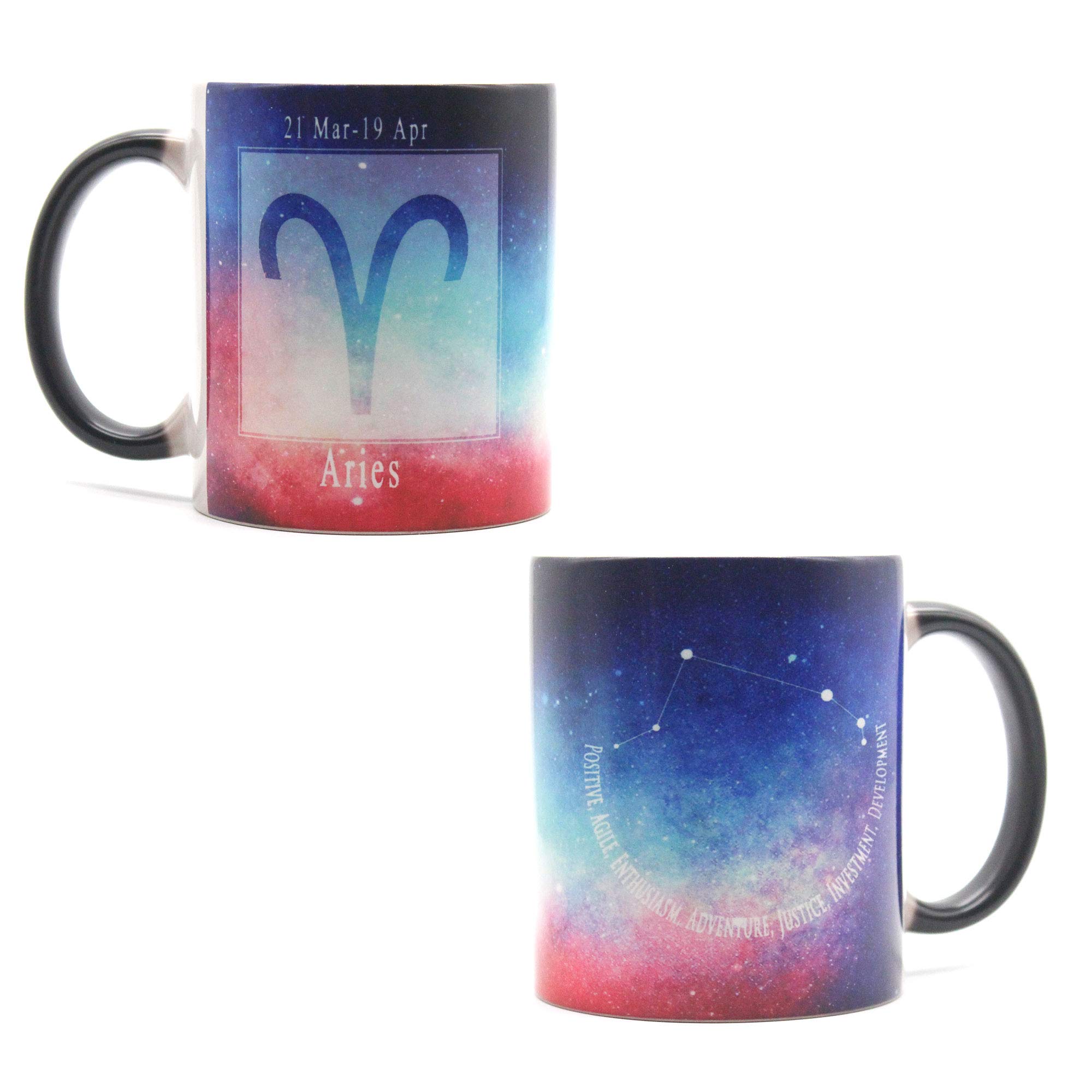 XIOMOO 12 oz Heat Changing Zodiac Sign Coffee Mug - Aries Constellation Magic Cup for Women, Men, Girls & Boys - Perfect for Birthday Gifts, Office Use & Home Decor
