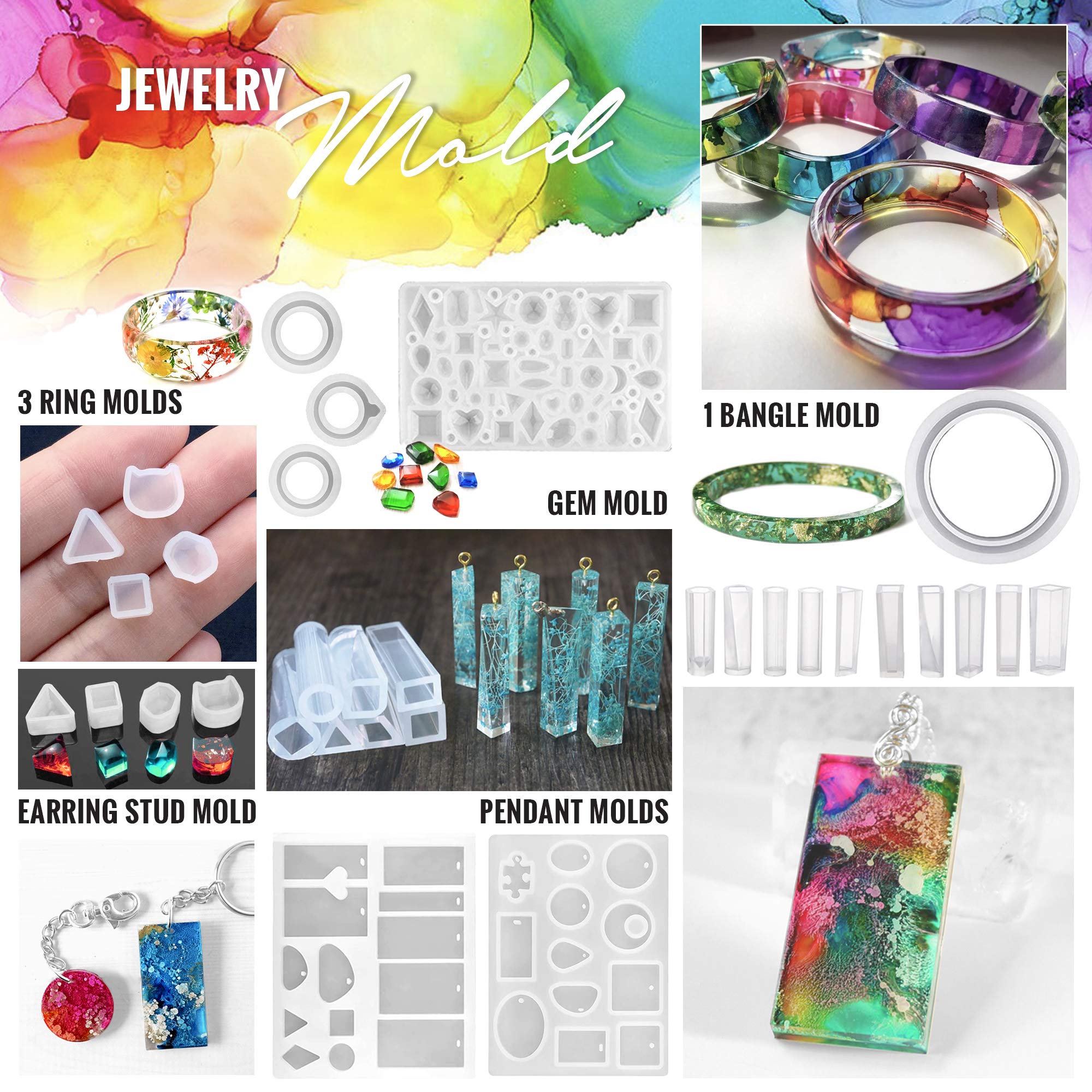 Pixiss Resin Molds for Jewelry Making - DIY Earring Epoxy Molds Kit for Pendants, Charms & Resin Crafts - Perfect for Handmade Jewelry, Gifts & Creative Projects