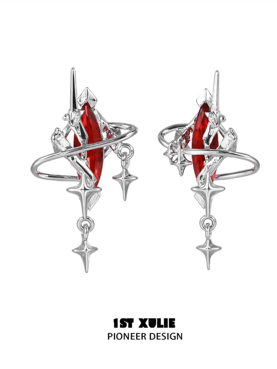 A pair of red earrings