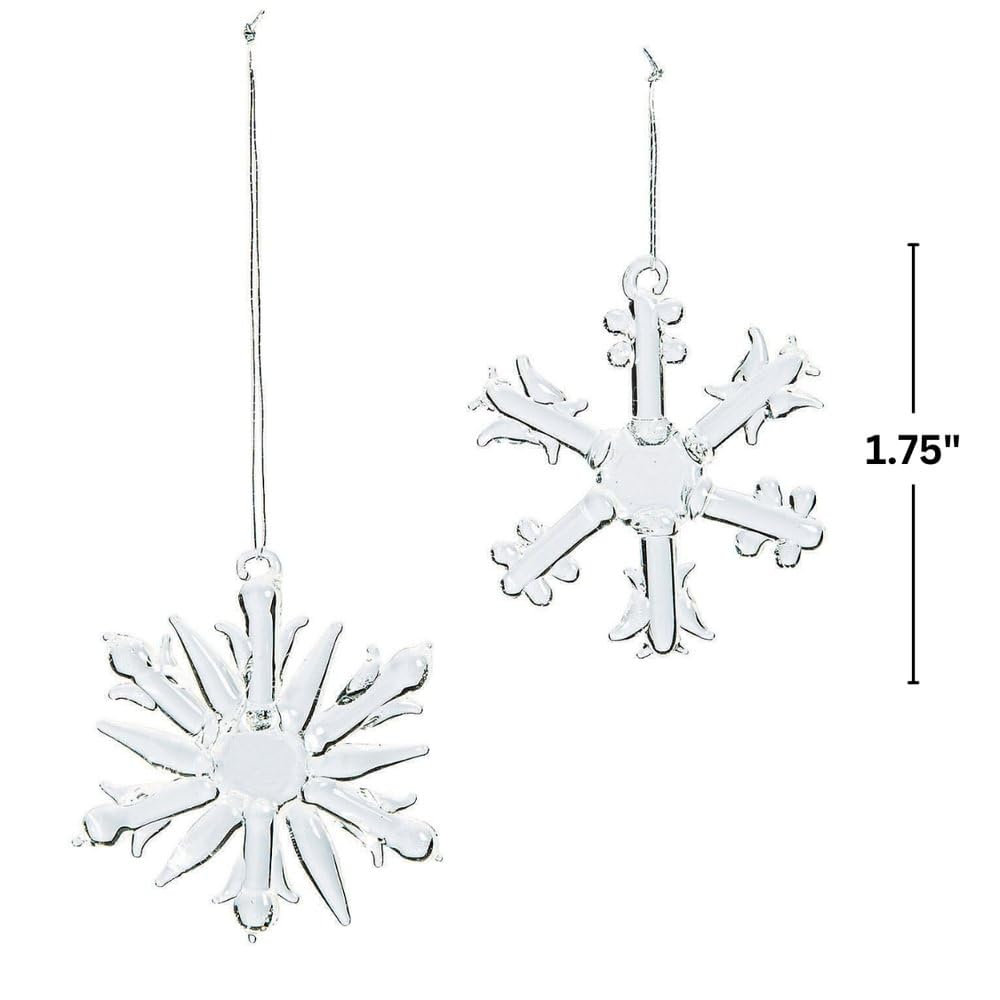 12-Piece Snowflake Glass Ornaments Set - Elegant Christmas Tree Decorations for Holiday Home Decor - Perfect for Xmas Tree, Winter Wedding & Festive Party Decor