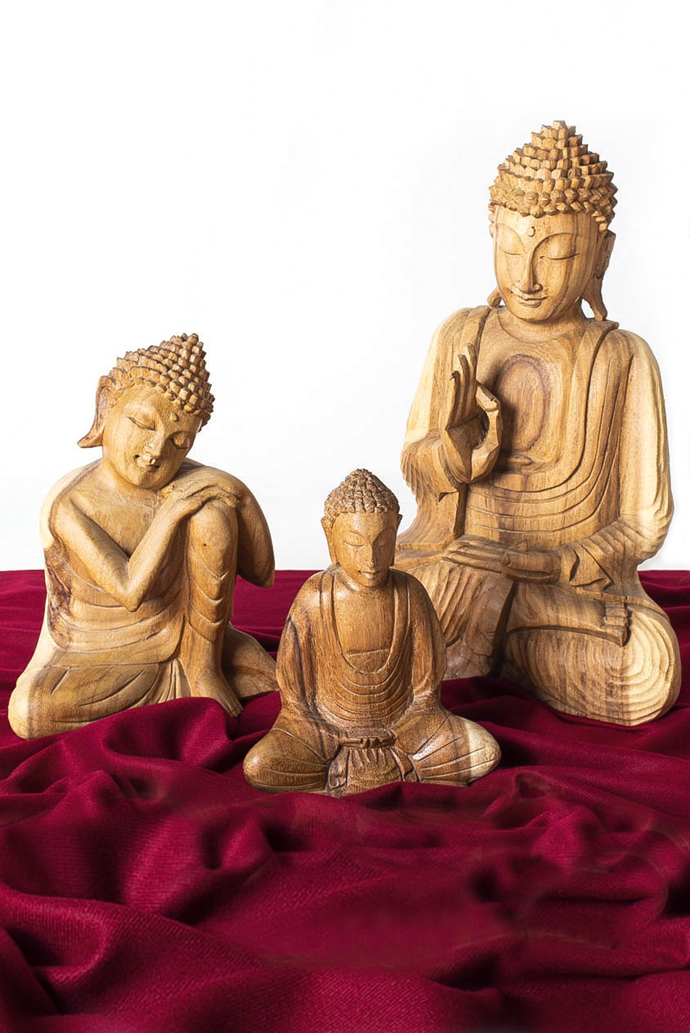 Hand Carved Wooden Meditating Buddha Statue - 8 Inch Spiritual Decor for Home, Yoga Studio & Meditation Space - Exquisite Asian Home Decor Gift