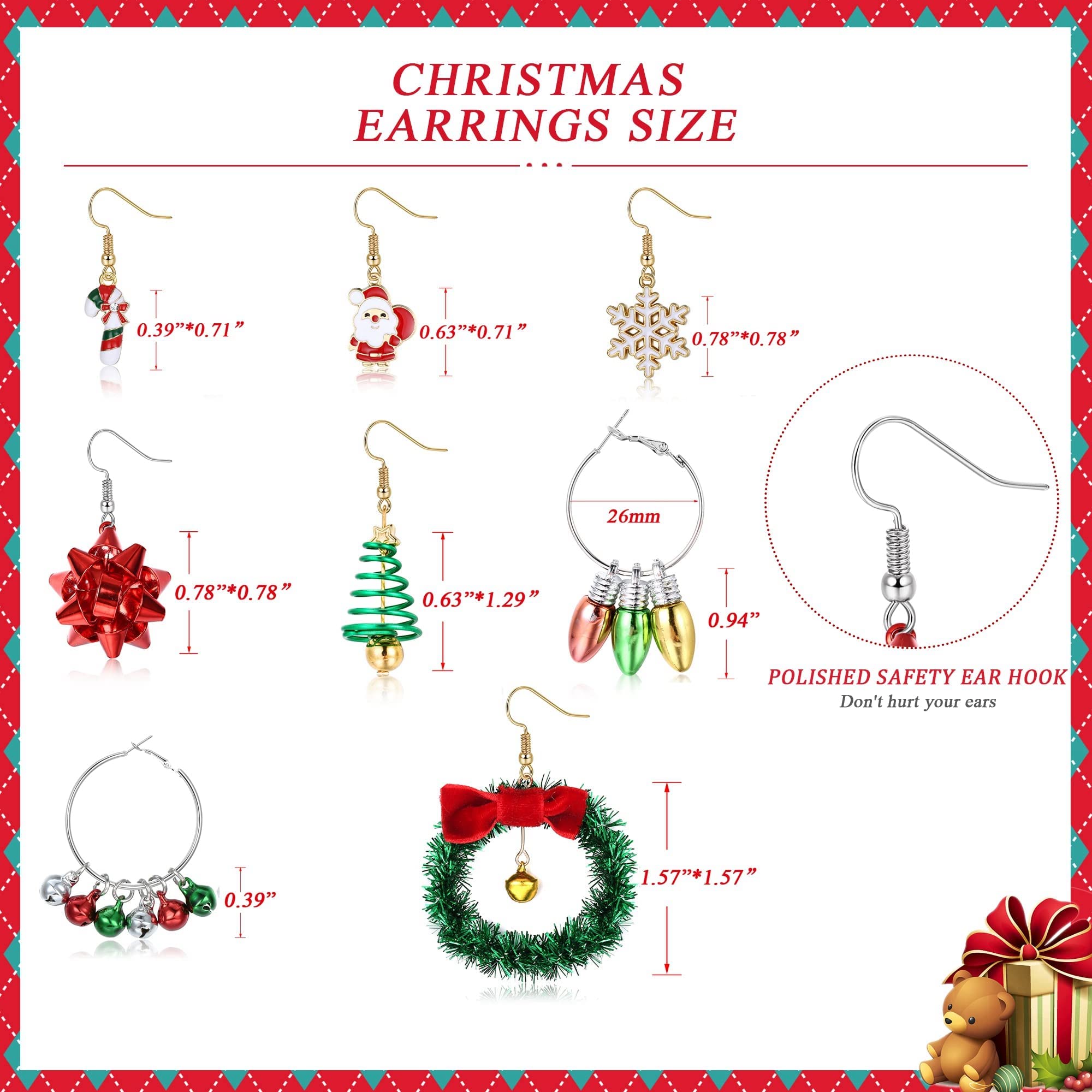 YADOCA 8-16 Pairs Christmas Earrings Set for Women - Holiday Stud & Dangle Earrings with Snowman, Santa, Bells, Wreath, Xmas Tree & Snowflake Designs - Perfect for Christmas Parties, Gift Exchanges & Festive Outfits