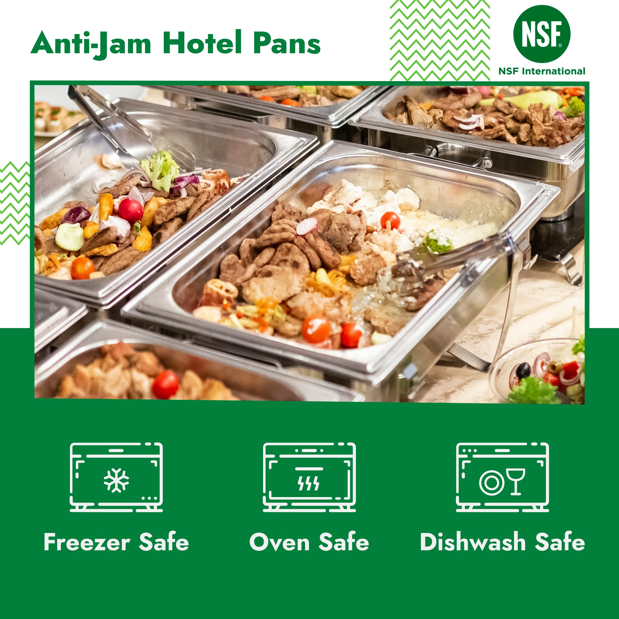 6 Pack Commercial Stainless Steel Anti-Jam Hotel Pans - 4 Inch Deep Full Size Heavy Duty Chafing Steam Table Pans for Catering, Buffet & Food Storage - Durable 23 Gauge Metal Food Pans for Restaurants, Banquets & Commercial Kitchens