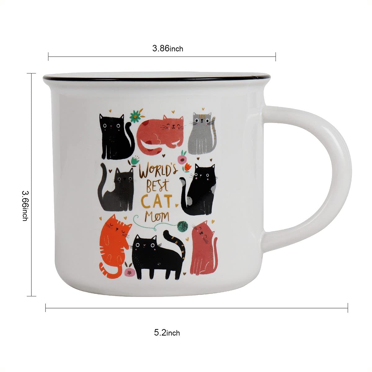 Ceramic Cat Coffee Mug - White Cat Lover Gift for Women & Men | Best Cat Mom Present | Perfect for Home, Office & Tea Time