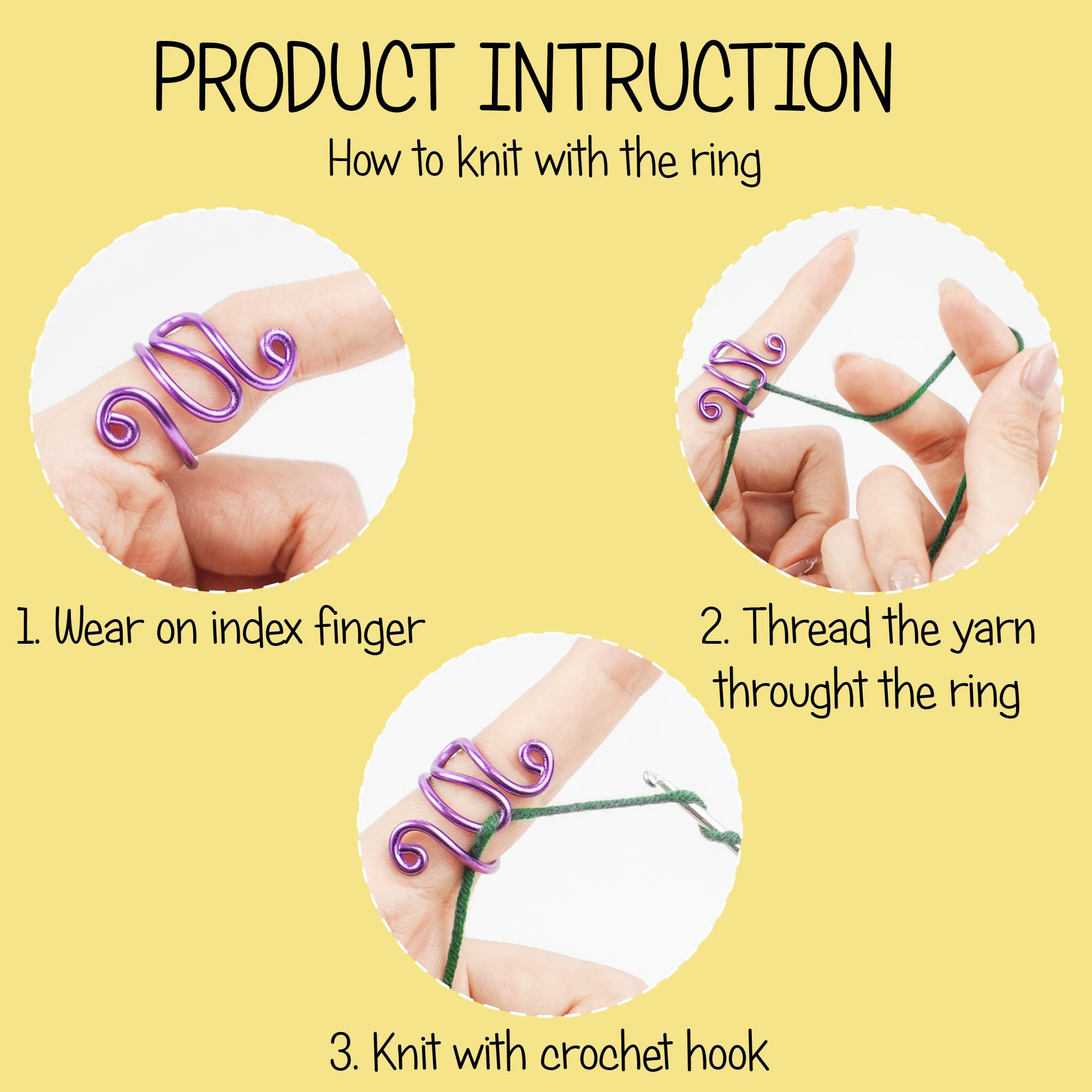 Handmade Crochet Finger Ring - Adjustable Yarn Tension Ring for Crocheters (Size 7-10, Red Copper) | Perfect Crochet Accessory & Gift for Knitting Enthusiasts | Ideal for Crafting, DIY Projects & Fashion Jewelry