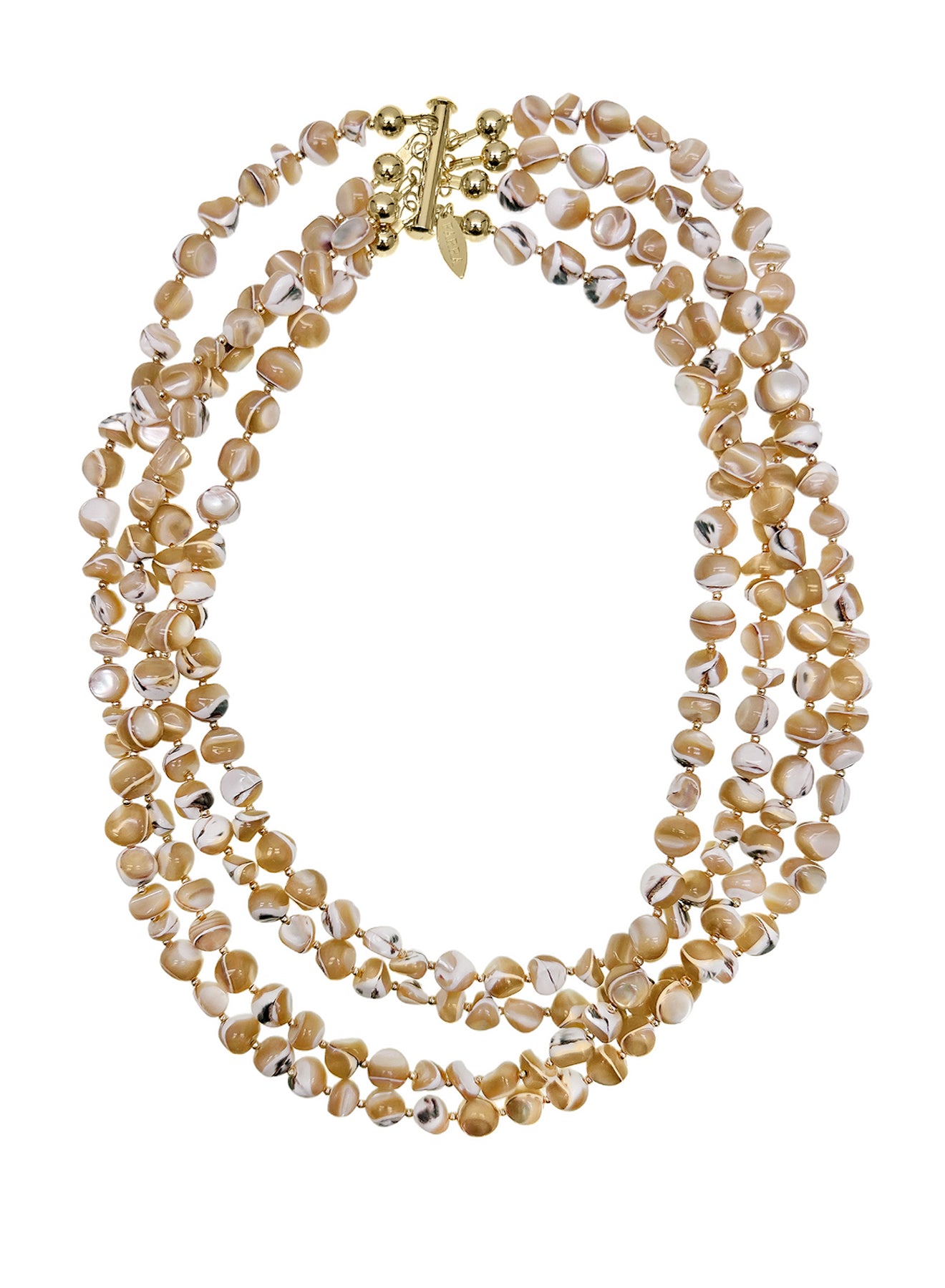 Beige Multi-Layer Shell Necklace NN012 - Elegant Beach Jewelry for Summer Outfits & Boho Fashion
