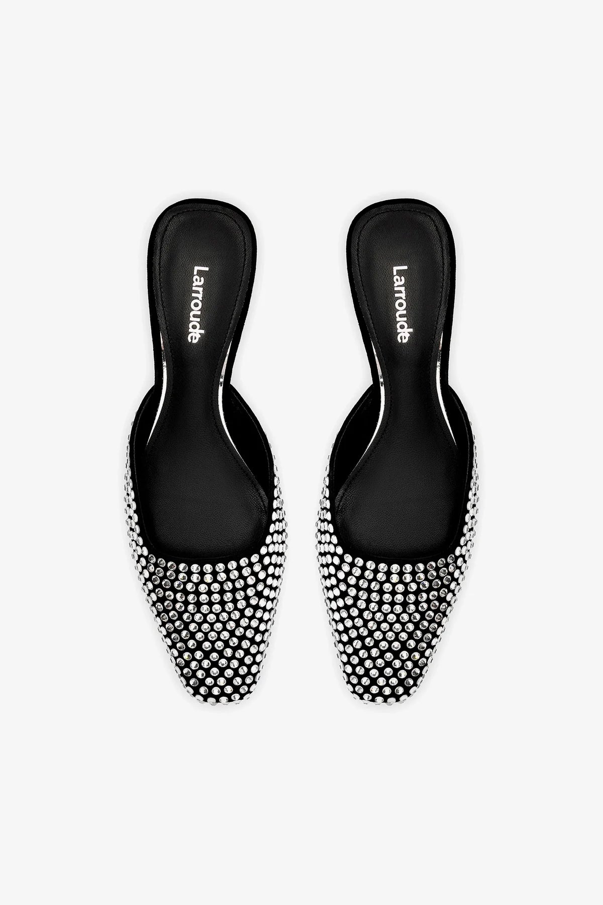 Amal Crystal Mule Shoes for Women - Black Suede Slip-On Loafers with Rhinestone Decor | Perfect for Casual Outings, Office Wear & Evening Events