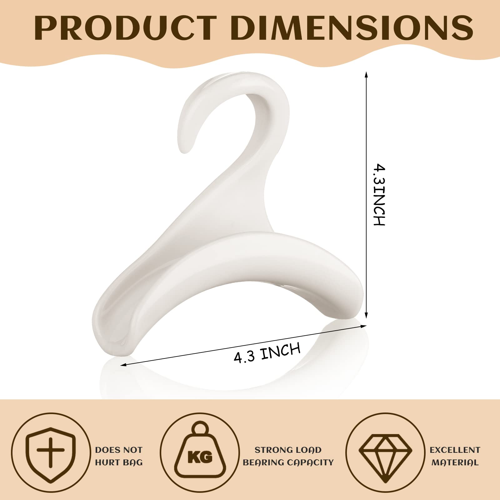 Acrylic Purse Hanger Hook - 6 Pack White Handbag Hanger for Closet Organizer, Tote Bag Holder, Backpack & Satchel Storage - Perfect for Home, Office, Travel & Restaurant Use
