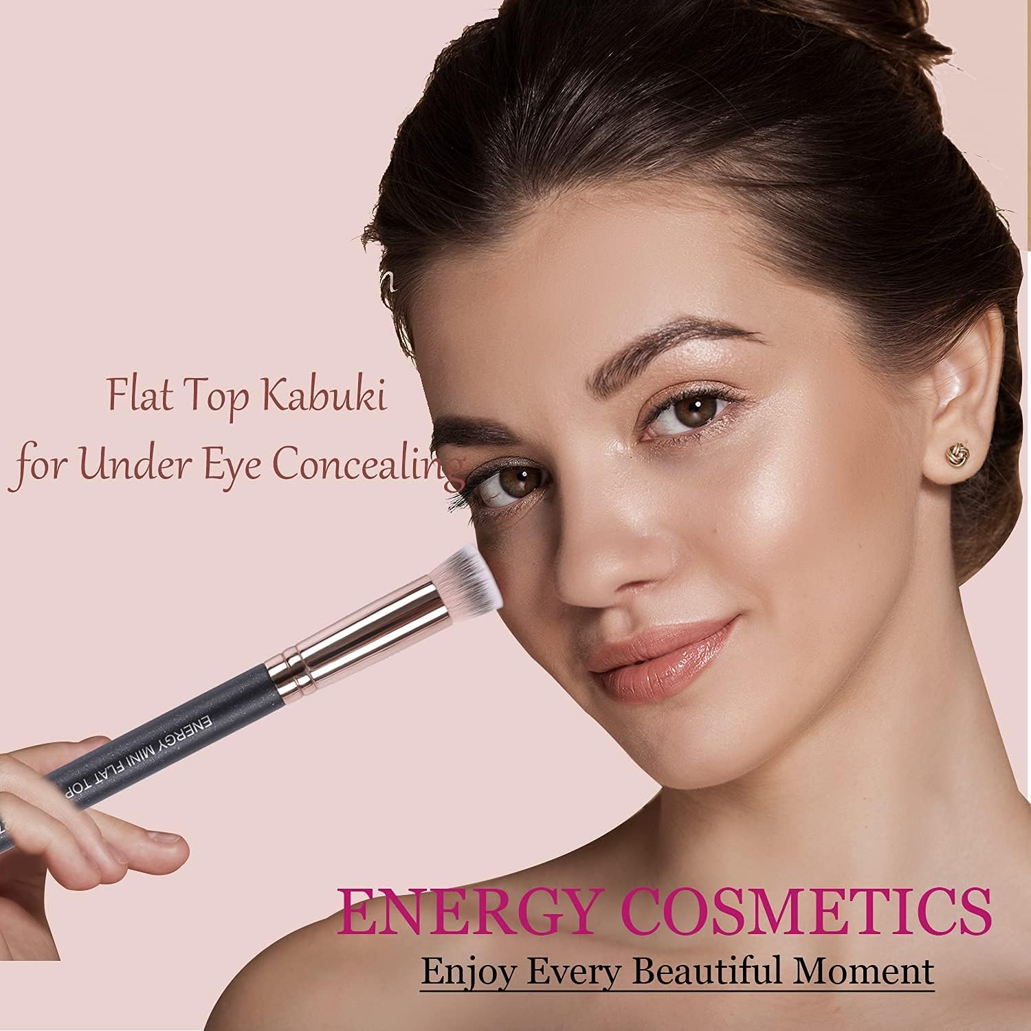 Mini Flat Top Concealer Brush - Vegan Synthetic for Liquid, Cream & Powder - Perfect for Under Eye & Setting